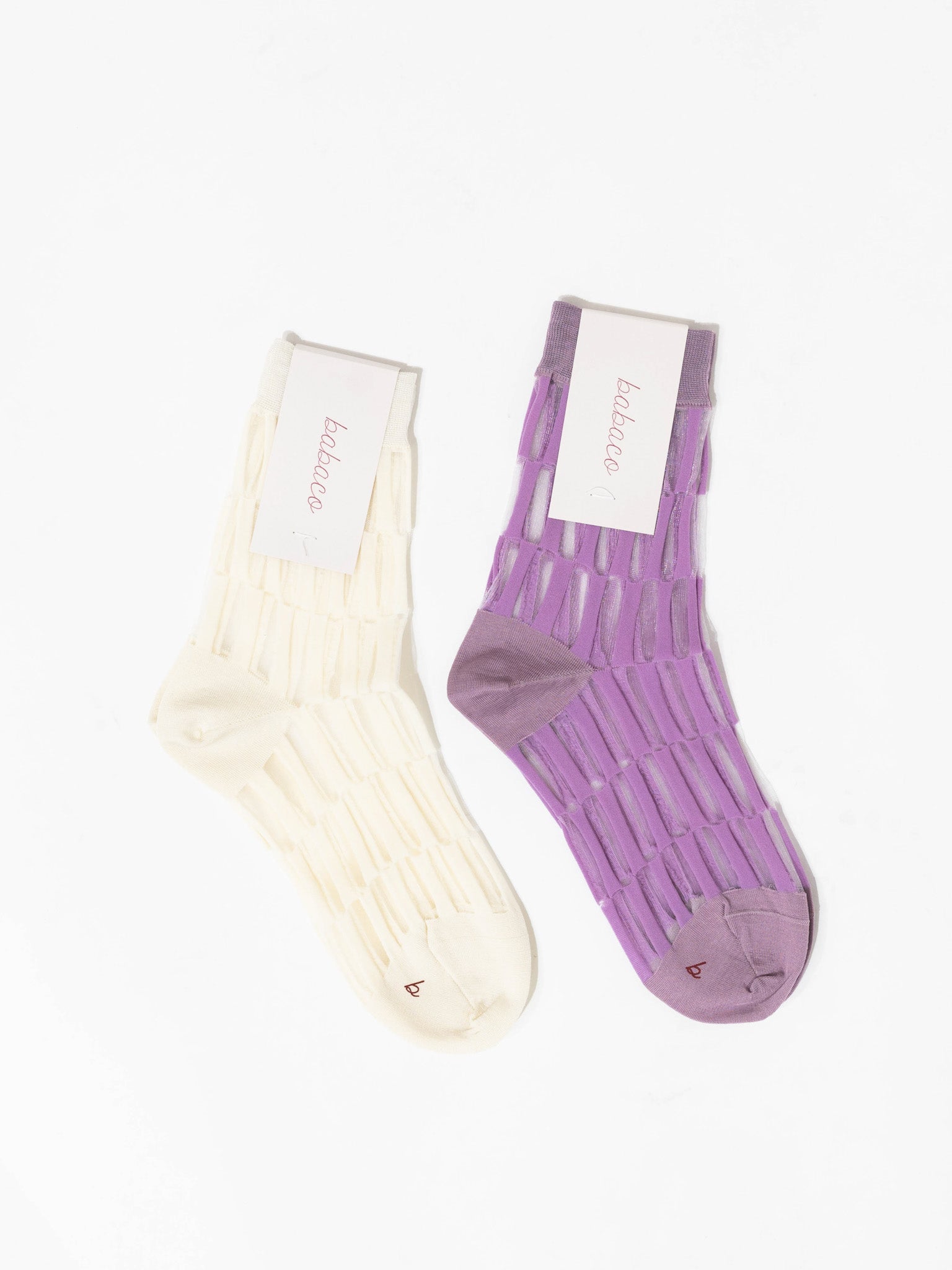 Namu Shop - Babaco Transparent Stripe Socks - Ivory, Lavender
