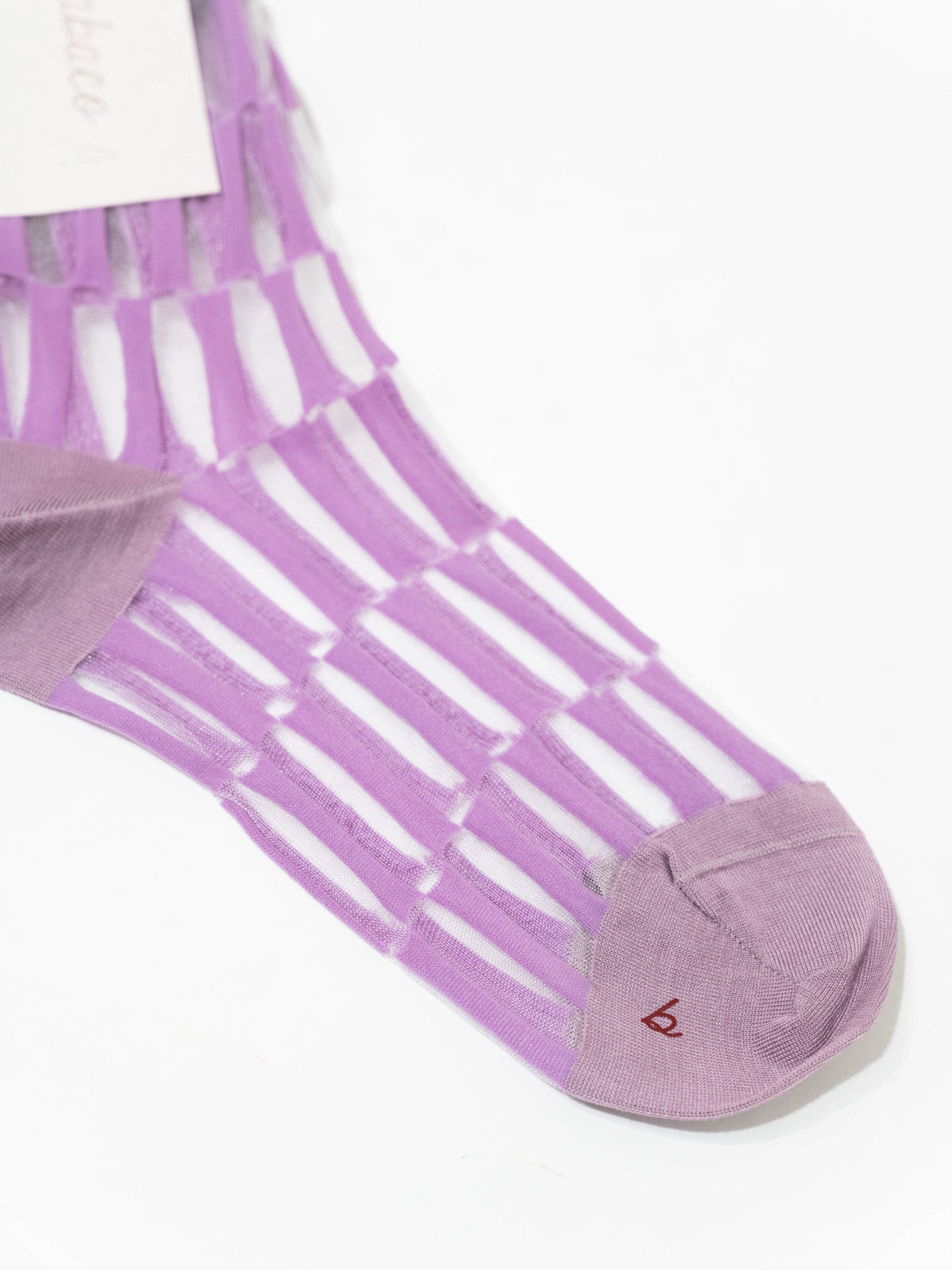 Namu Shop - Babaco Transparent Stripe Socks - Ivory, Lavender