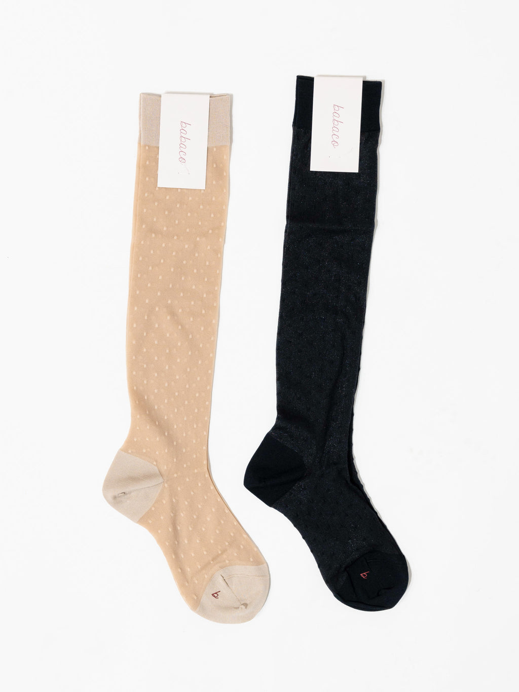 Namu Shop - Babaco Pin Dot Stocking - Beige, Black