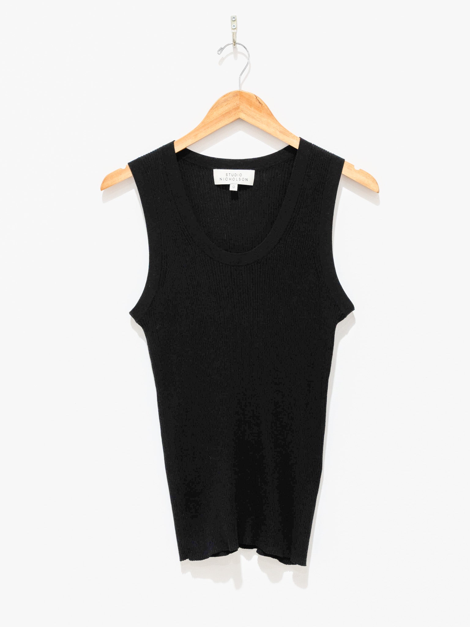 Namu Shop - Studio Nicholson Rakko Fine Crepe Cotton Knit Tank - Black