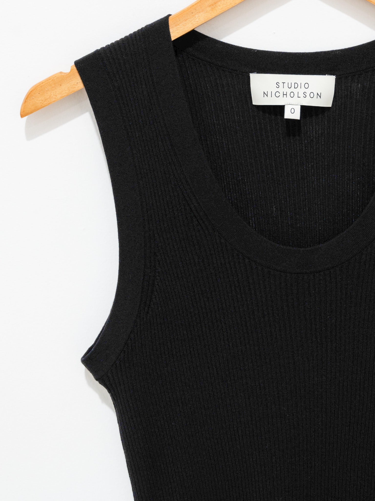 Namu Shop - Studio Nicholson Rakko Fine Crepe Cotton Knit Tank - Black