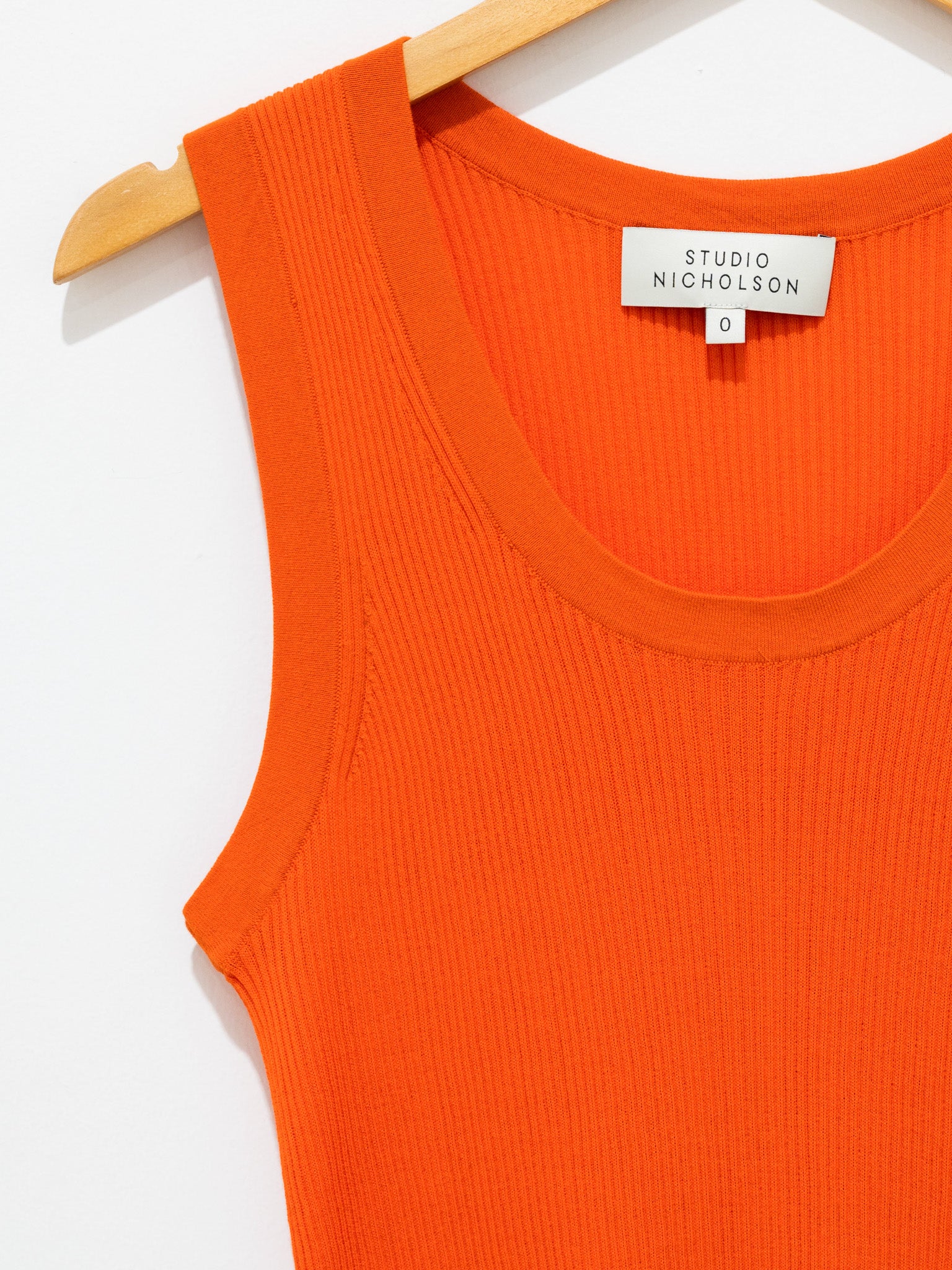 Namu Shop - Studio Nicholson Rakko Fine Crepe Cotton Knit Tank - Mandarin