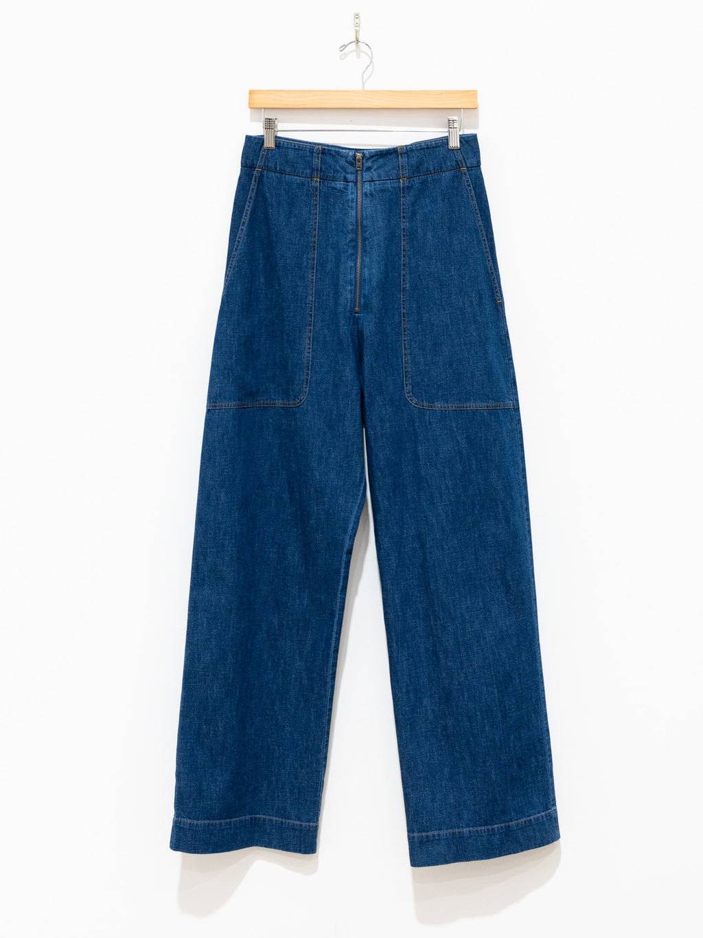Namu Shop - Studio Nicholson Meyer Chambray Denim Zip Pants - Indigo