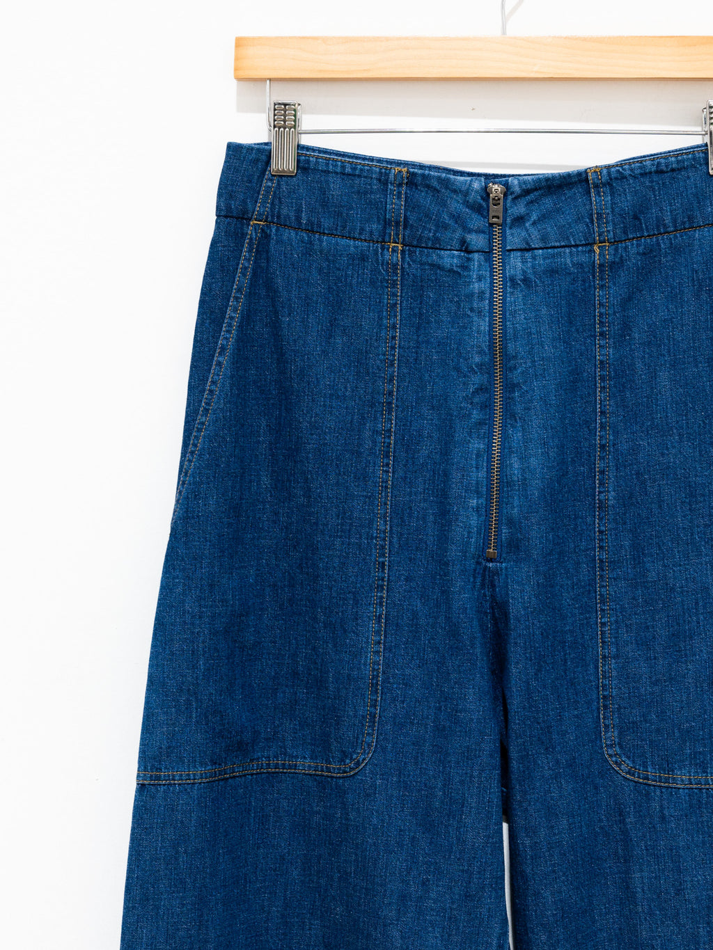 Namu Shop - Studio Nicholson Meyer Chambray Denim Zip Pants - Indigo