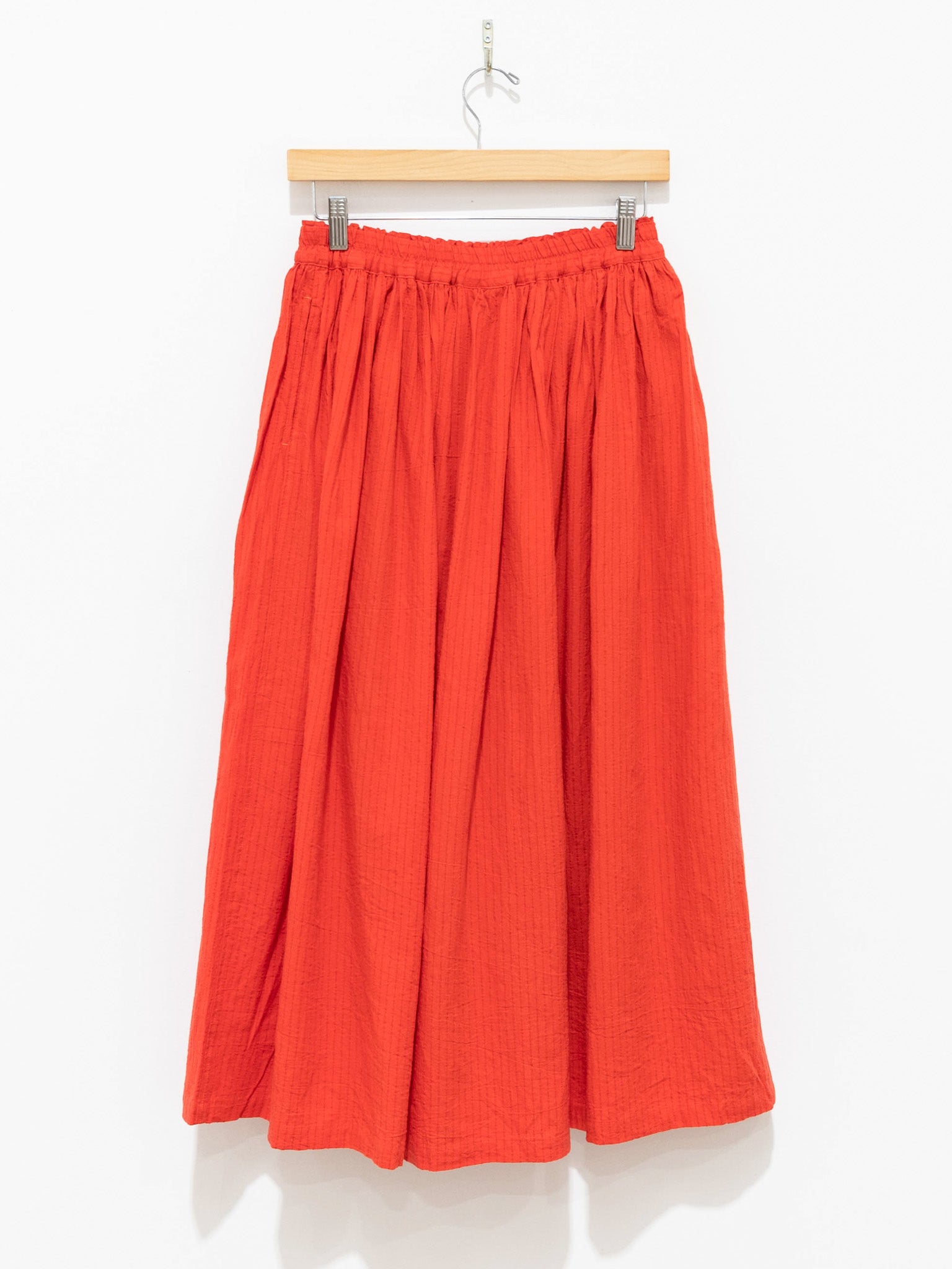 Namu Shop - Ichi Antiquites AZUMADAKI Dobby Stripe Skirt - Orange Red