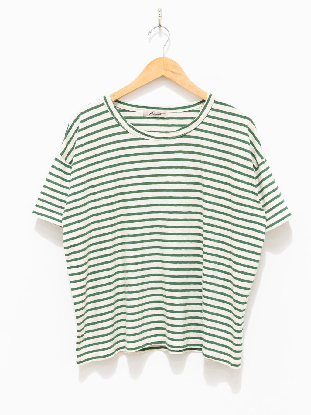 Namu Shop - Ichi Antiquites Cotton Border T-shirt - Natural x Green