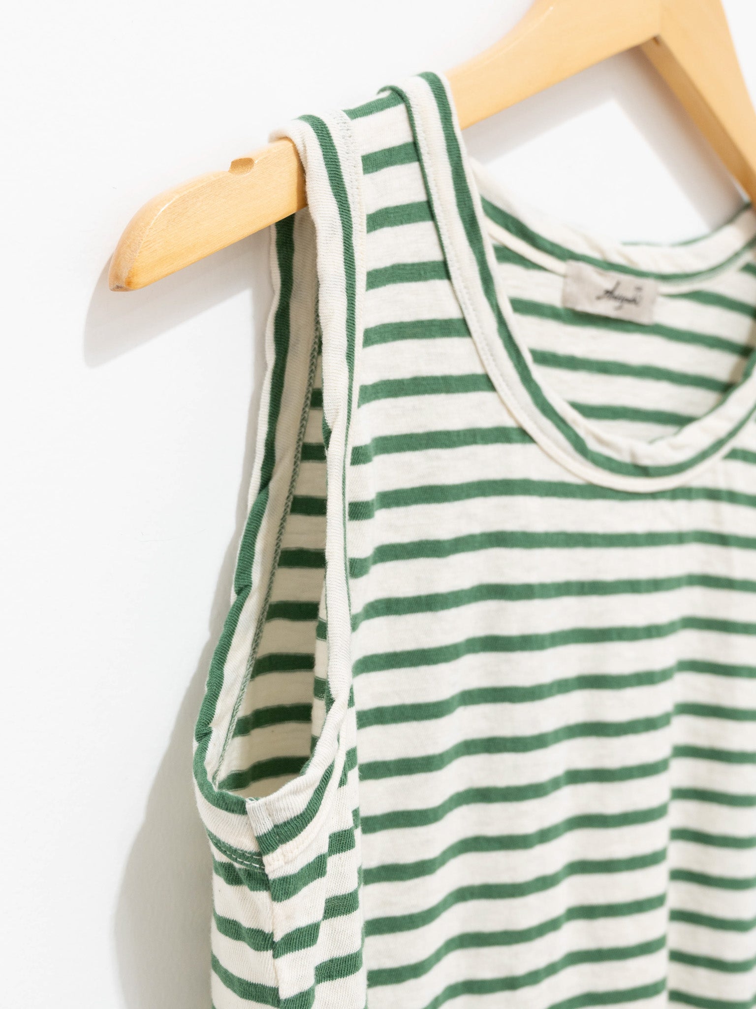 Namu Shop - Ichi Antiquites Cotton Border Tank Top - Natural x Green