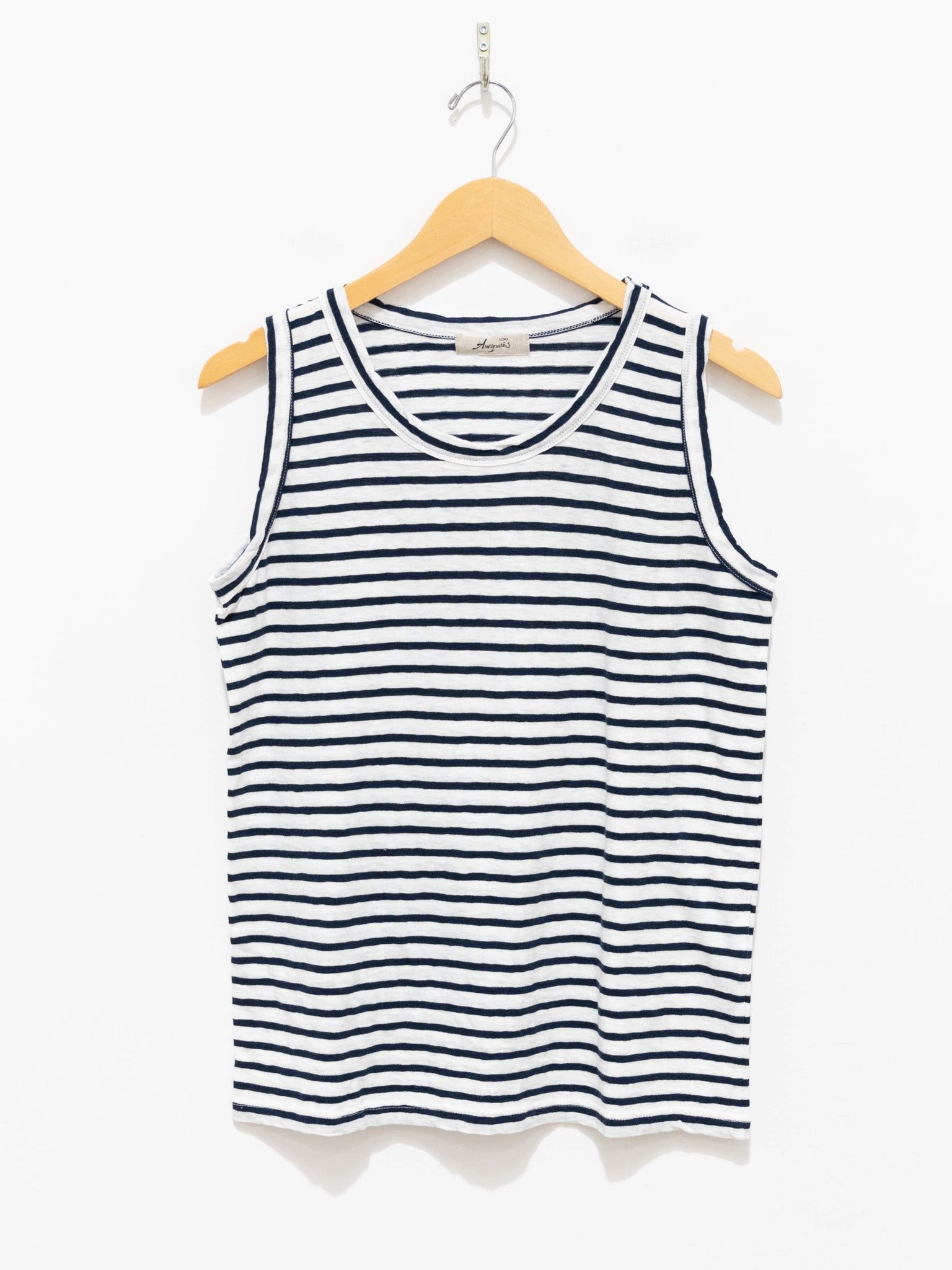 Namu Shop - Ichi Antiquites Cotton Border Tank Top - White x Dark Navy
