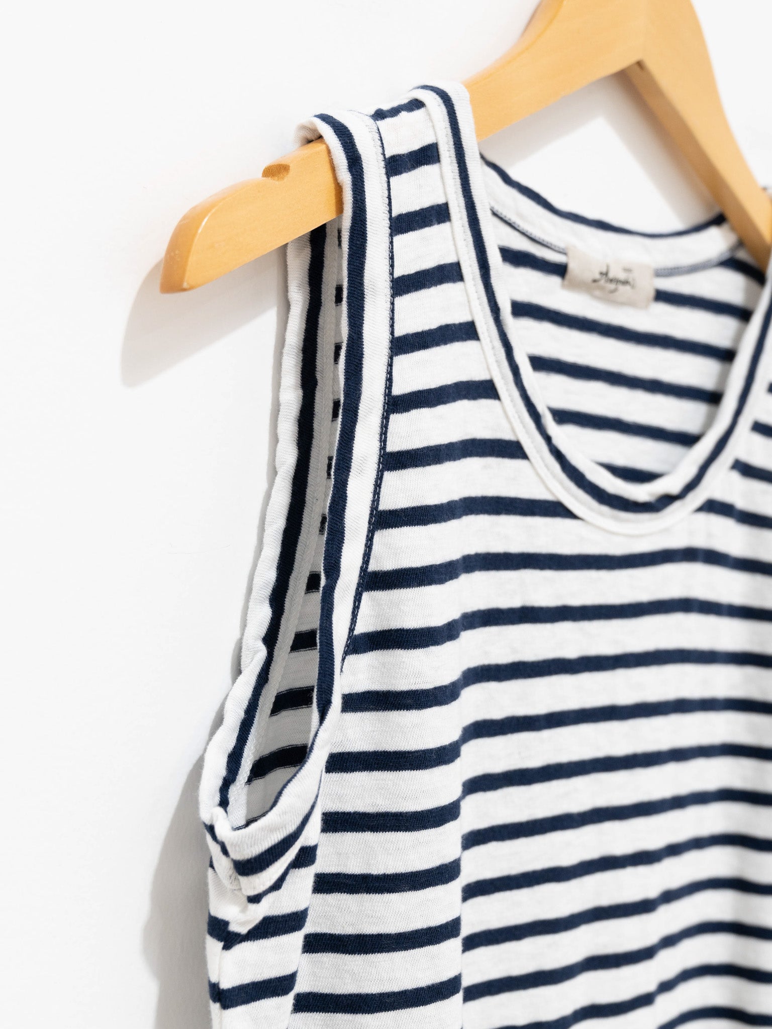 Namu Shop - Ichi Antiquites Cotton Border Tank Top - White x Dark Navy
