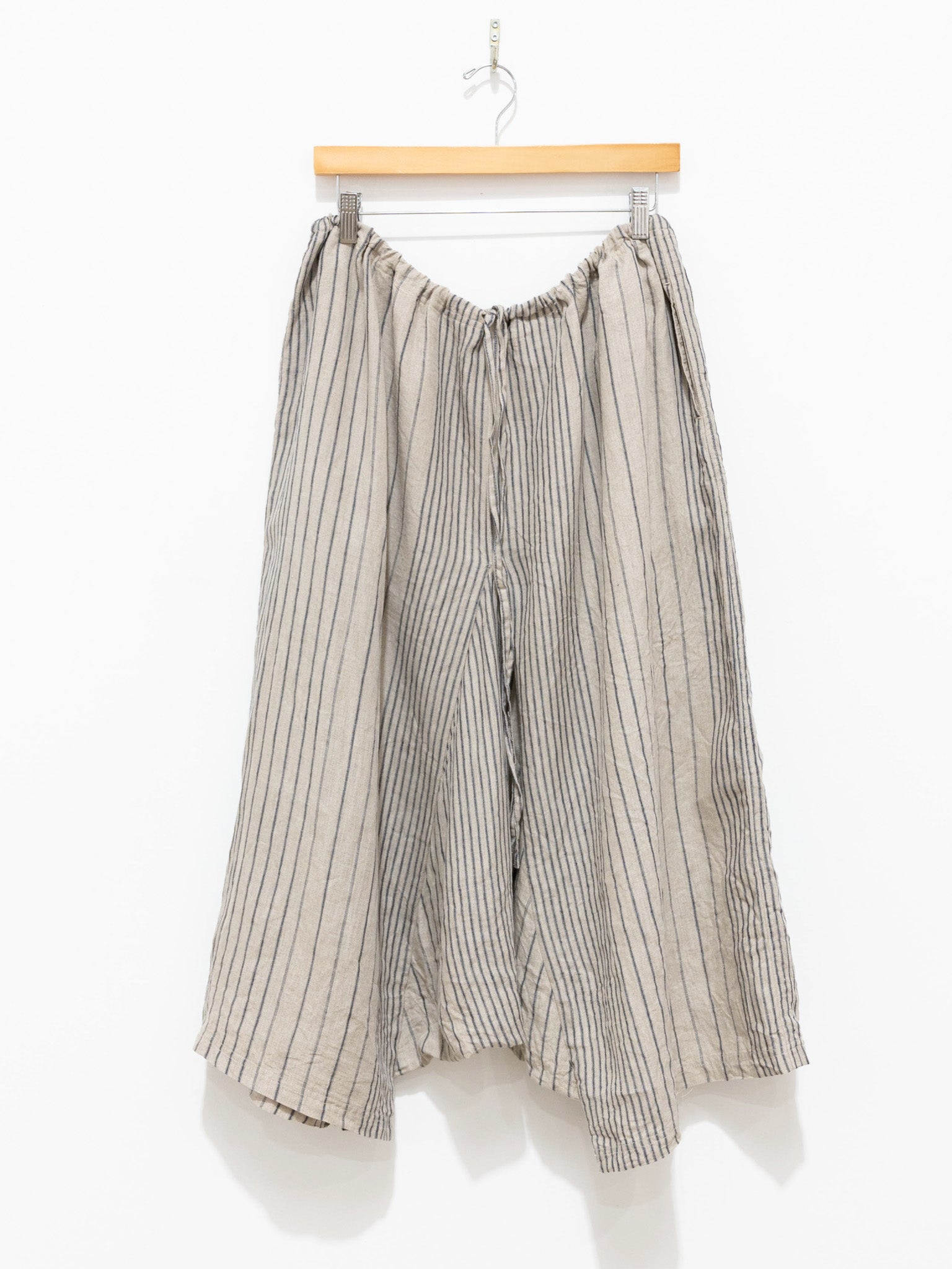 Namu Shop - Ichi Antiquites Linen Random Stripes Sarrouel Pants - Natural