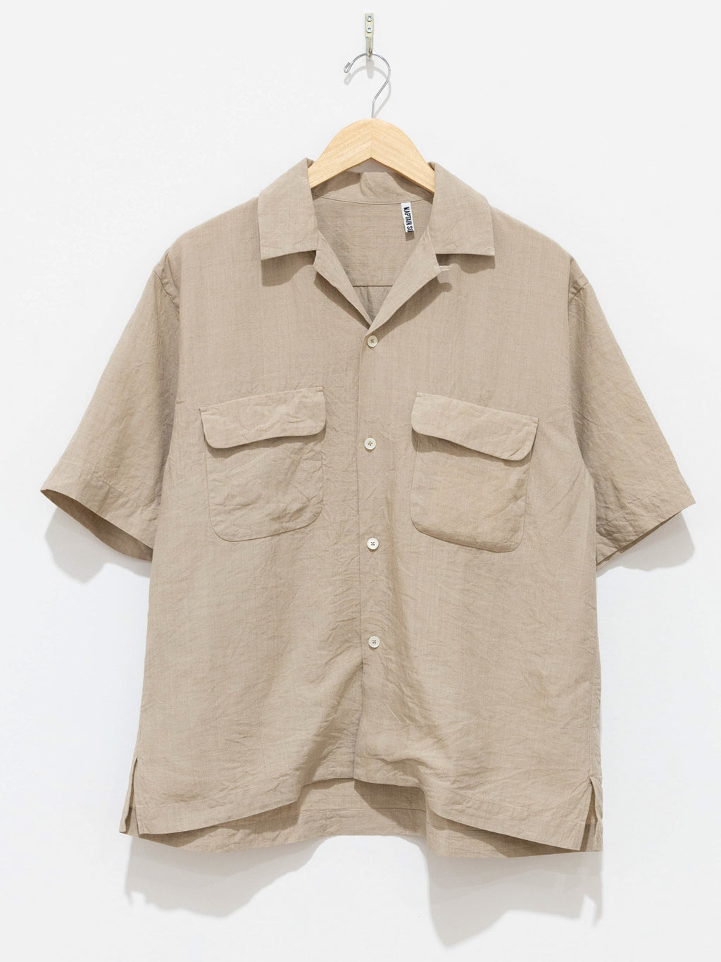 Namu Shop - Kaptain Sunshine Linen Silk Open Collar Shirt - Natural