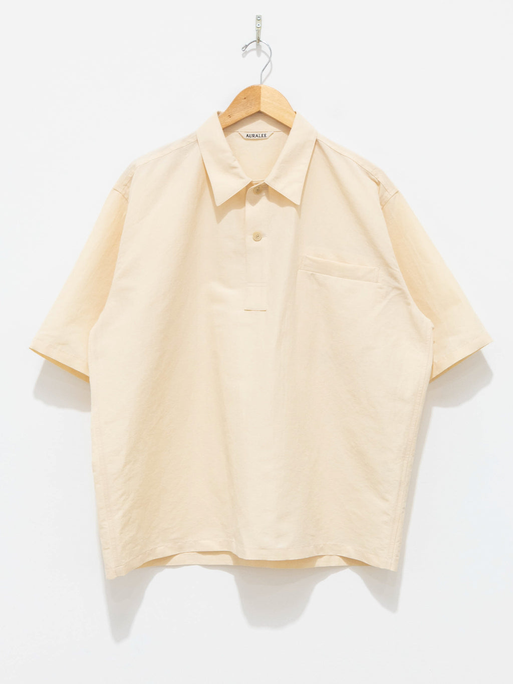Namu Shop - Auralee High Density Finx Linen Weather Half Sleeve Shirt - Ecru