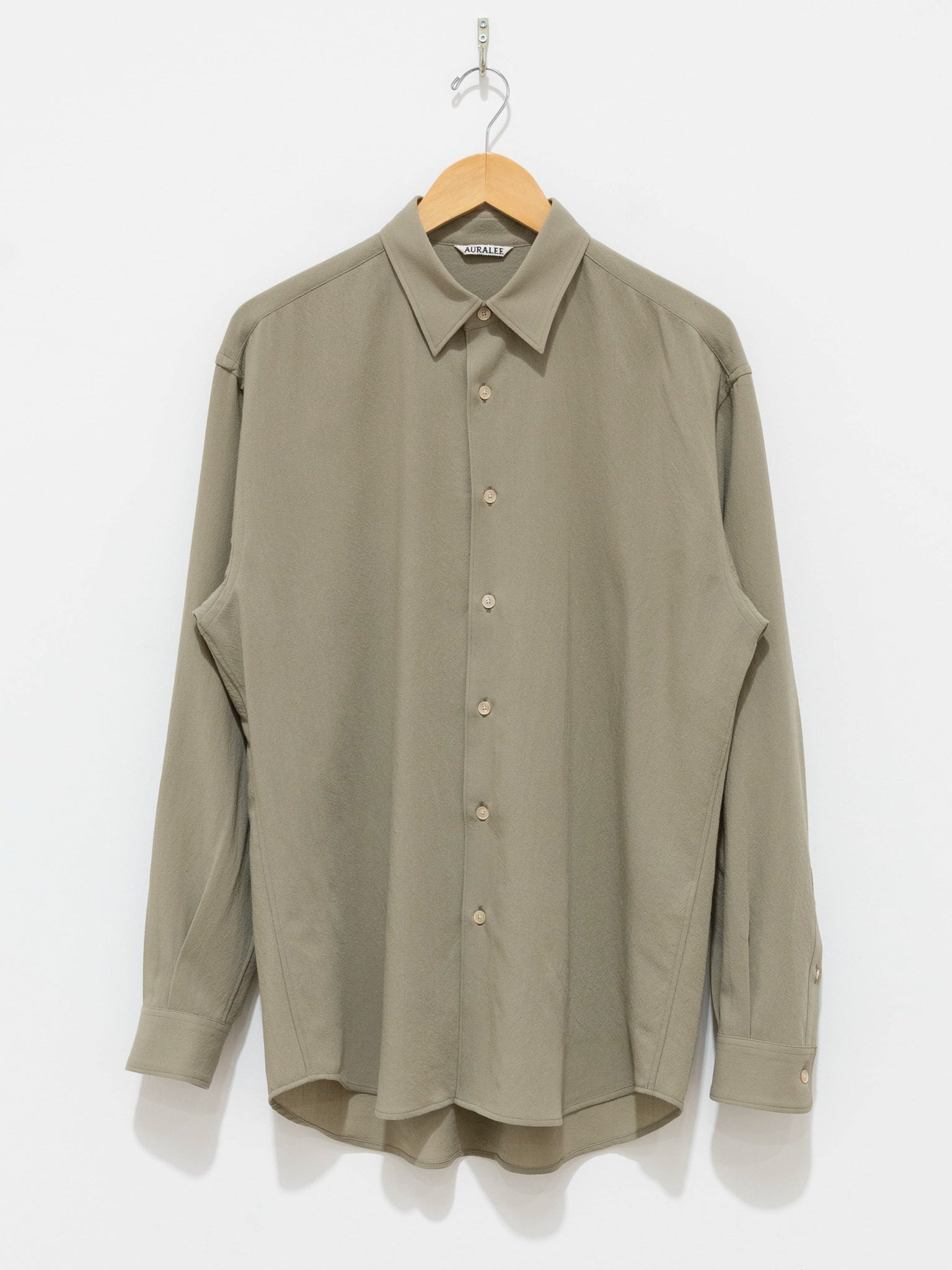 Hard Twist Wool Viyella Shirt - Light Khaki