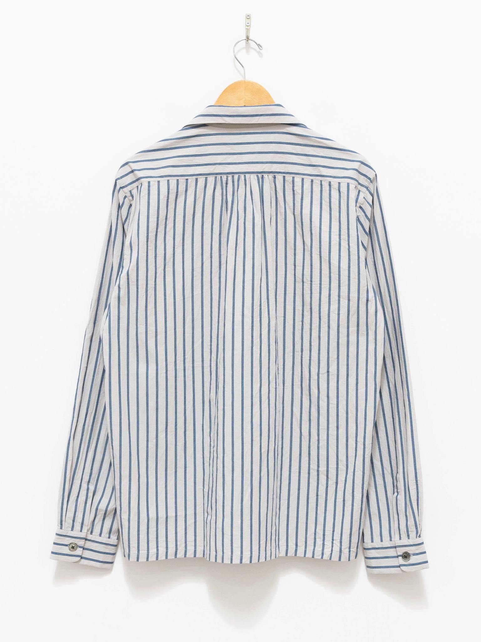 Namu Shop - Fujito Open Collar Shirt - Blue Stripe