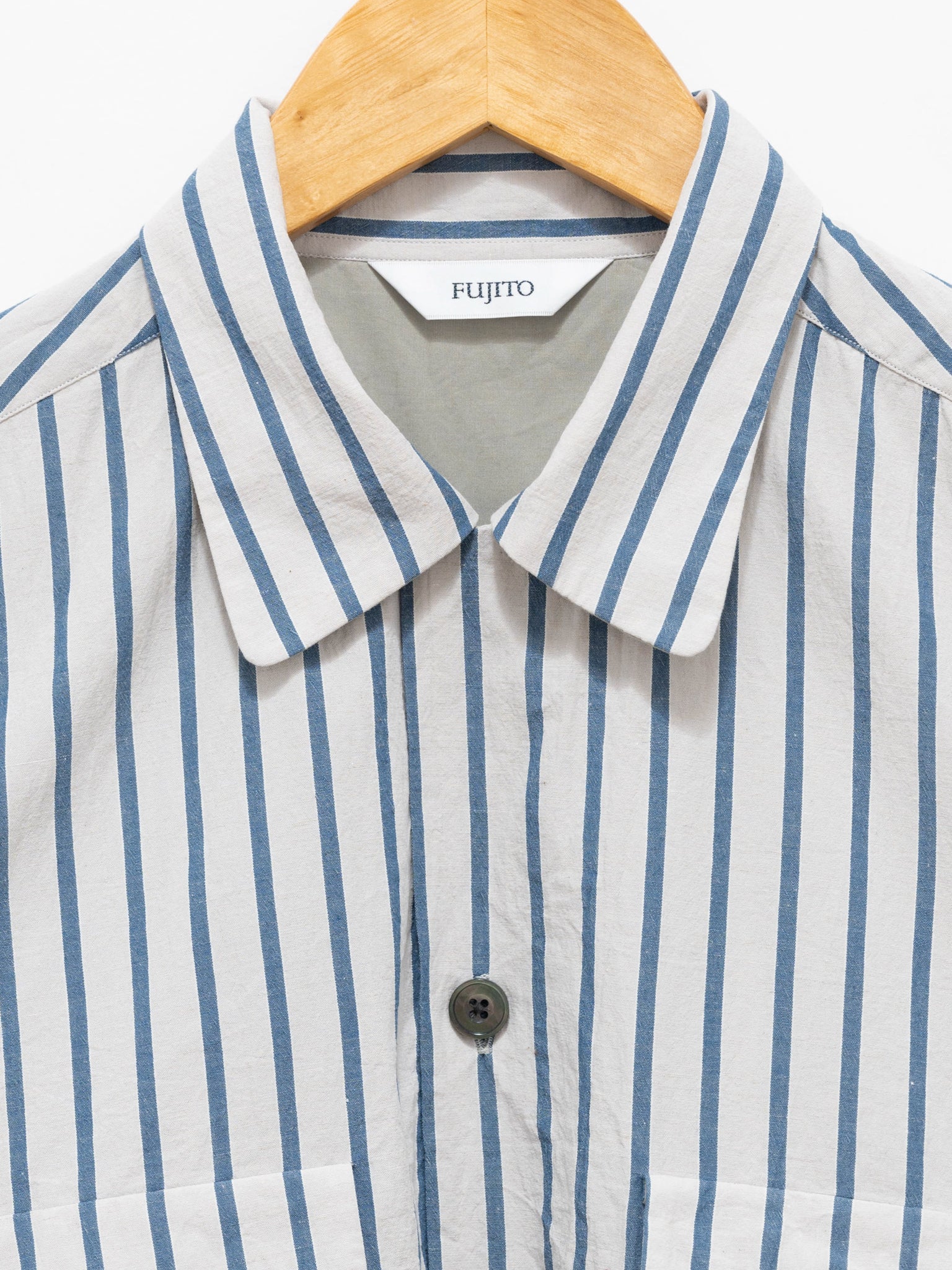 Namu Shop - Fujito Open Collar Shirt - Blue Stripe