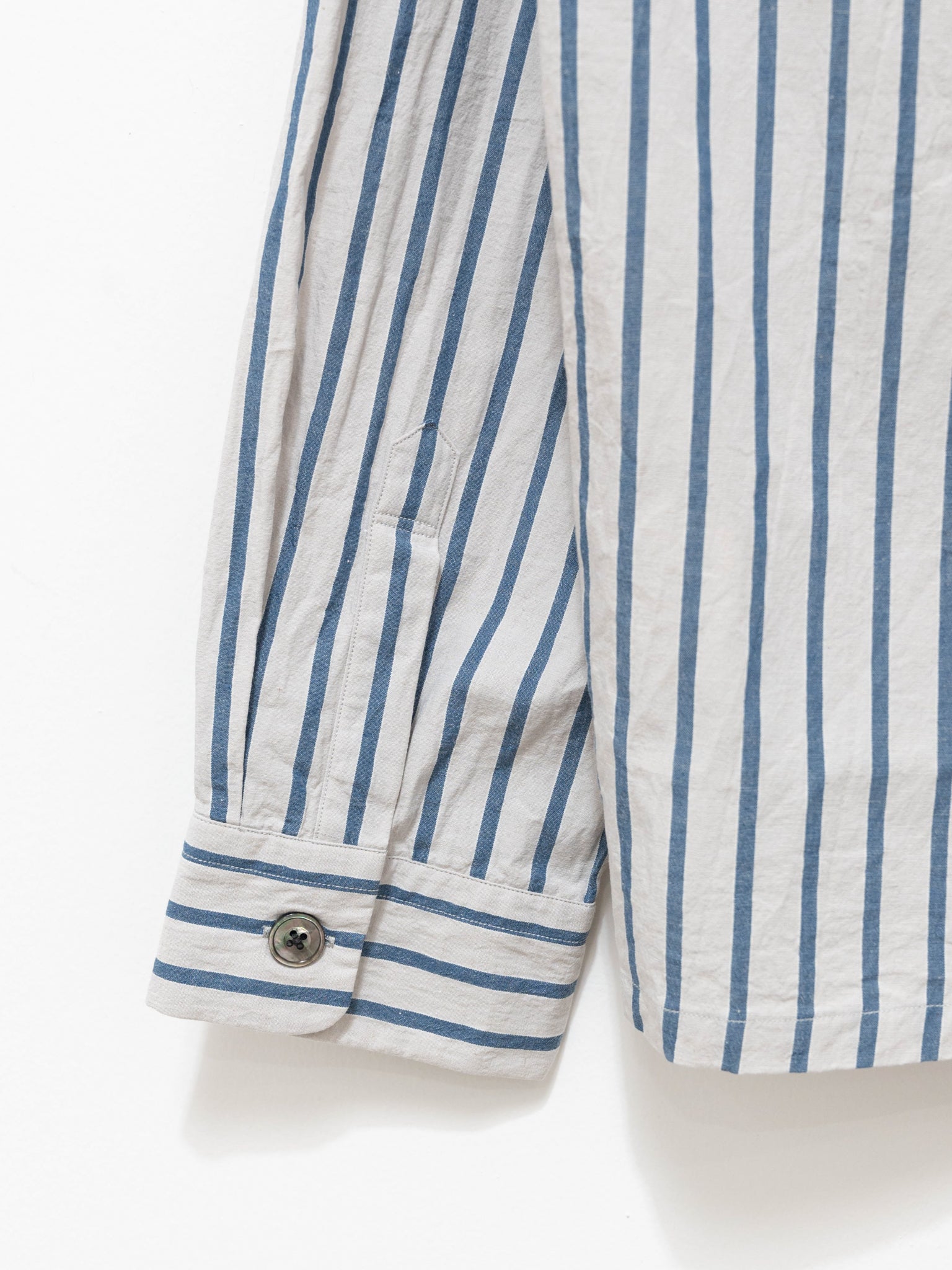 Namu Shop - Fujito Open Collar Shirt - Blue Stripe