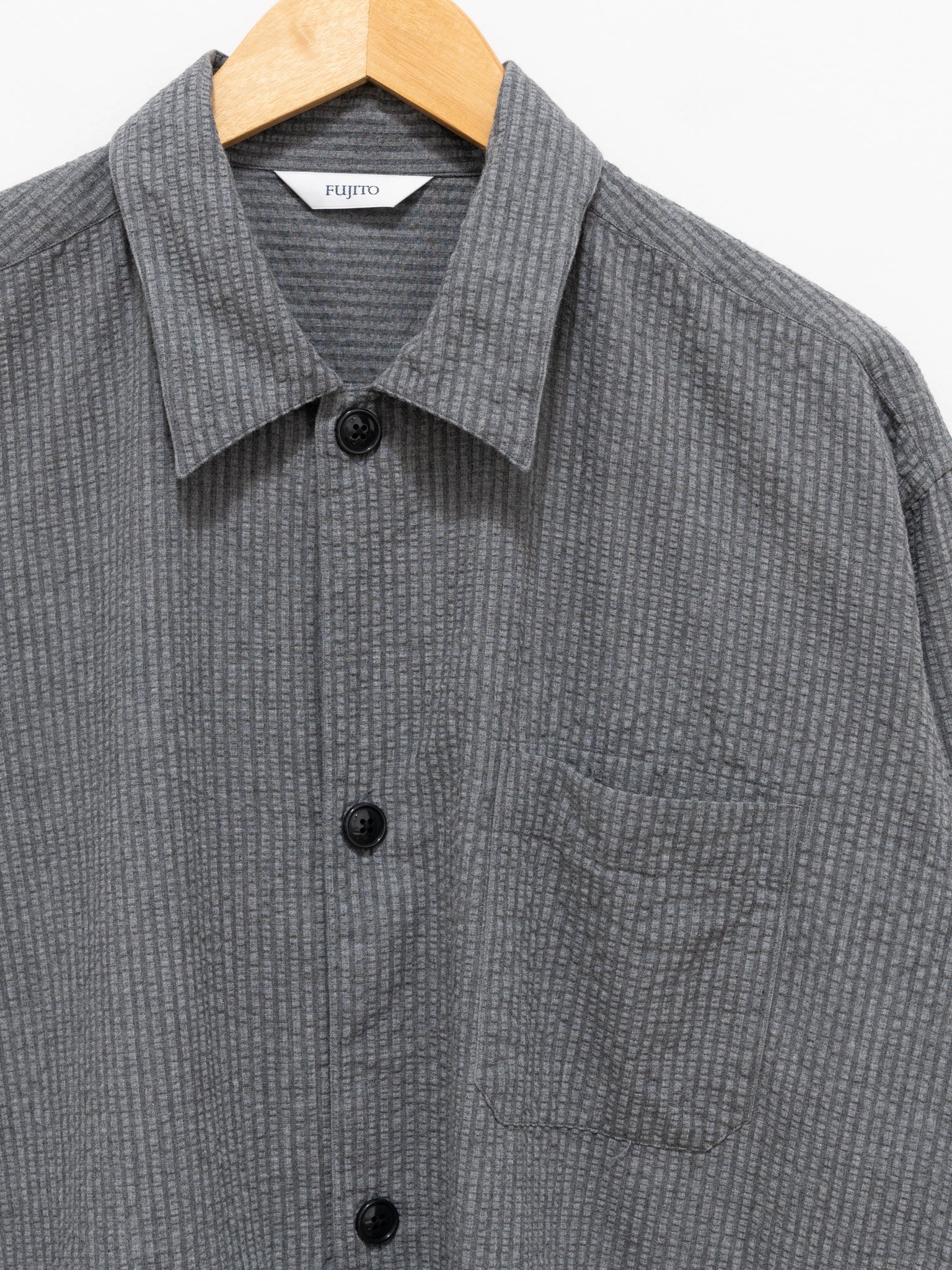 Namu Shop - Fujito Seersucker Shirt Jacket - Gray Stripe