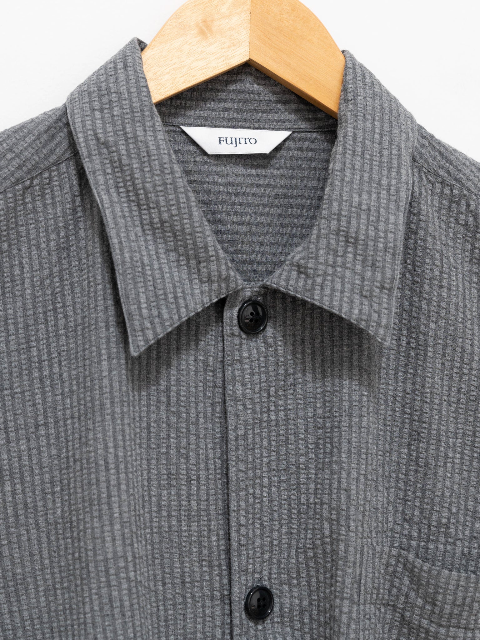 Namu Shop - Fujito Seersucker Shirt Jacket - Gray Stripe