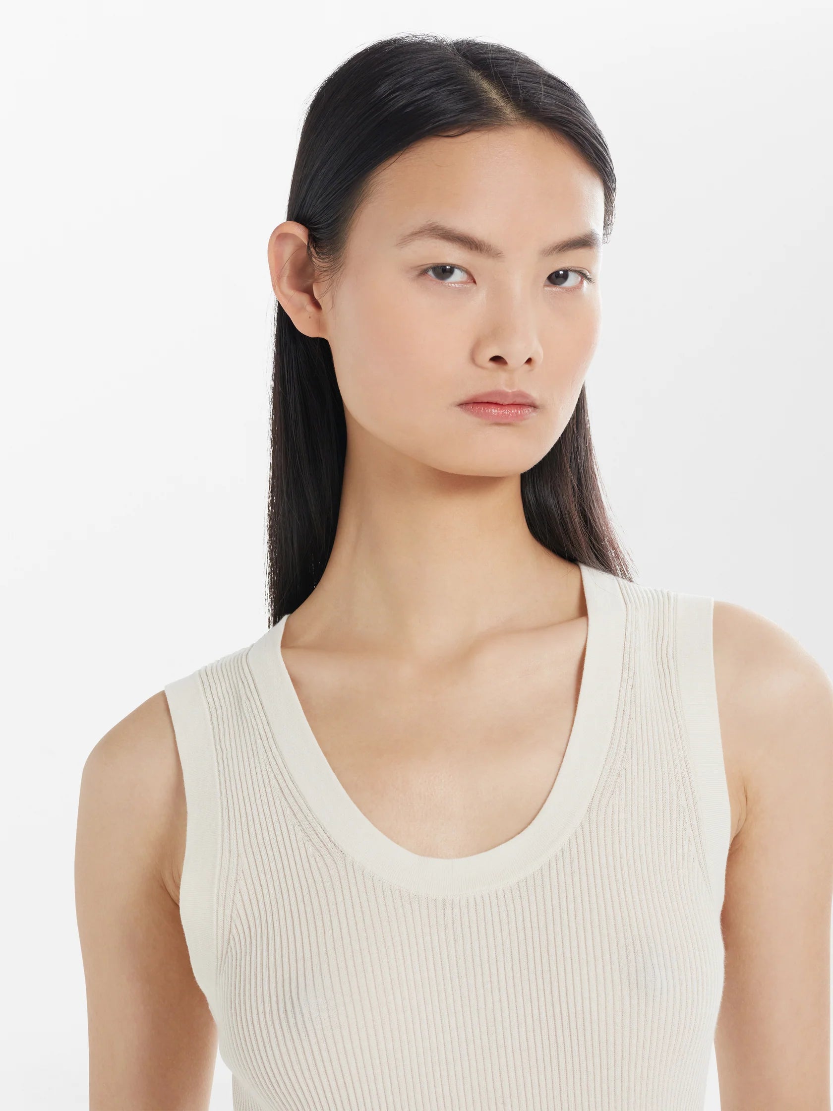 Namu Shop - Studio Nicholson Rakko Fine Crepe Cotton Knit Tank - Oyster