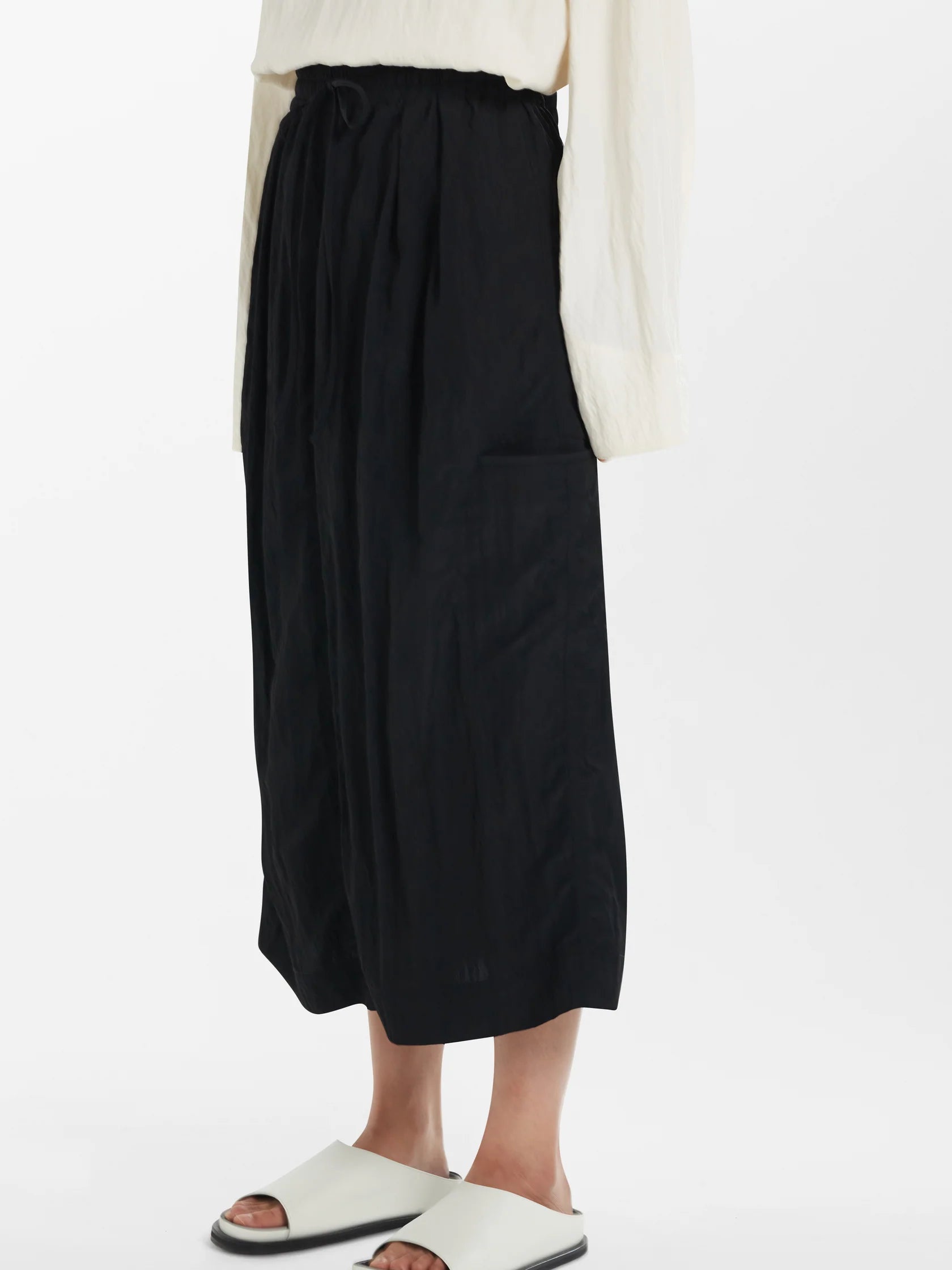 Namu Shop Studio Nicholson Soledad Textured Viscose Drawstring Skirt Black