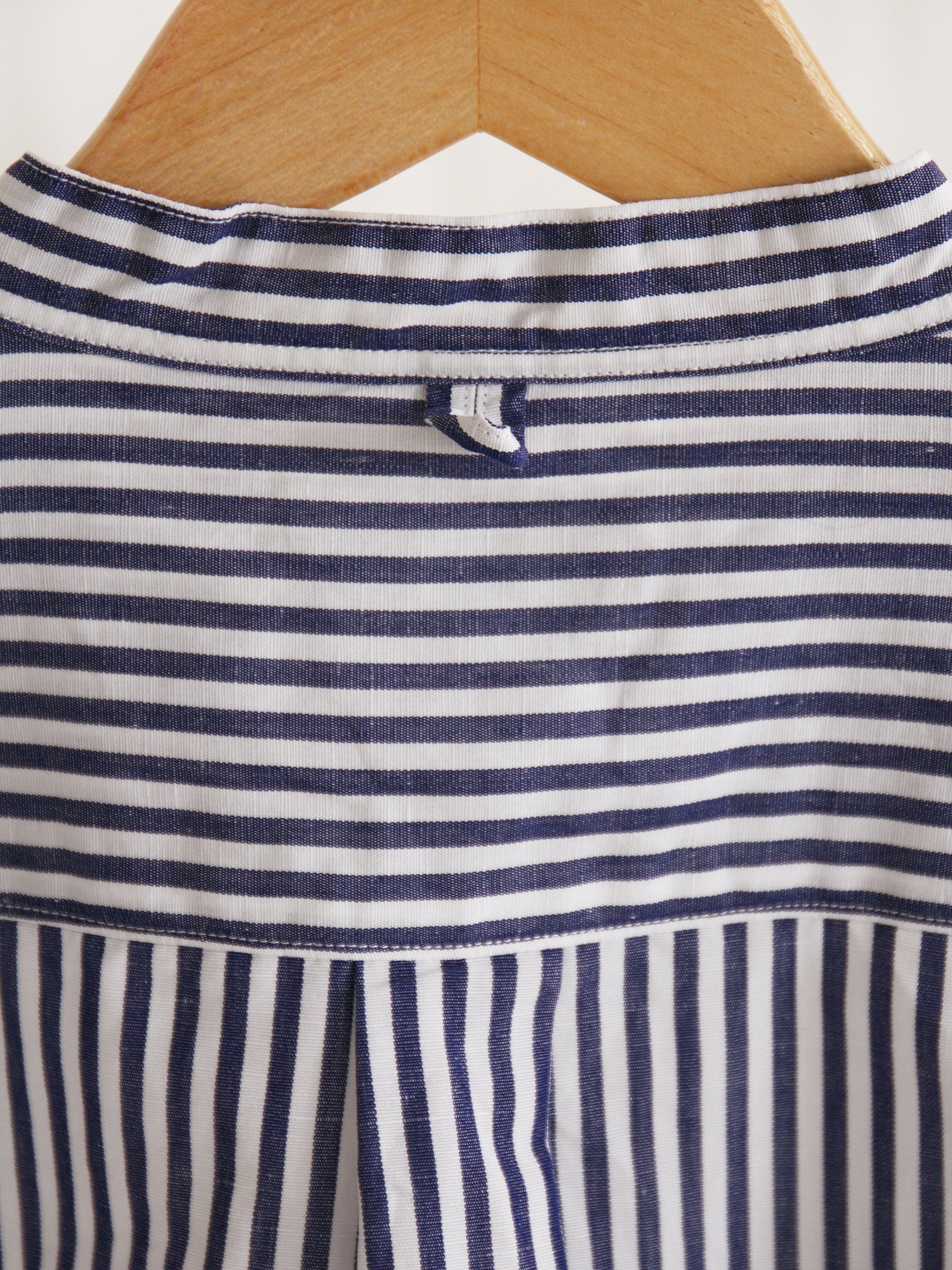 Namu Shop - A Vontade Banded Collar Shirt - Navy Stripe