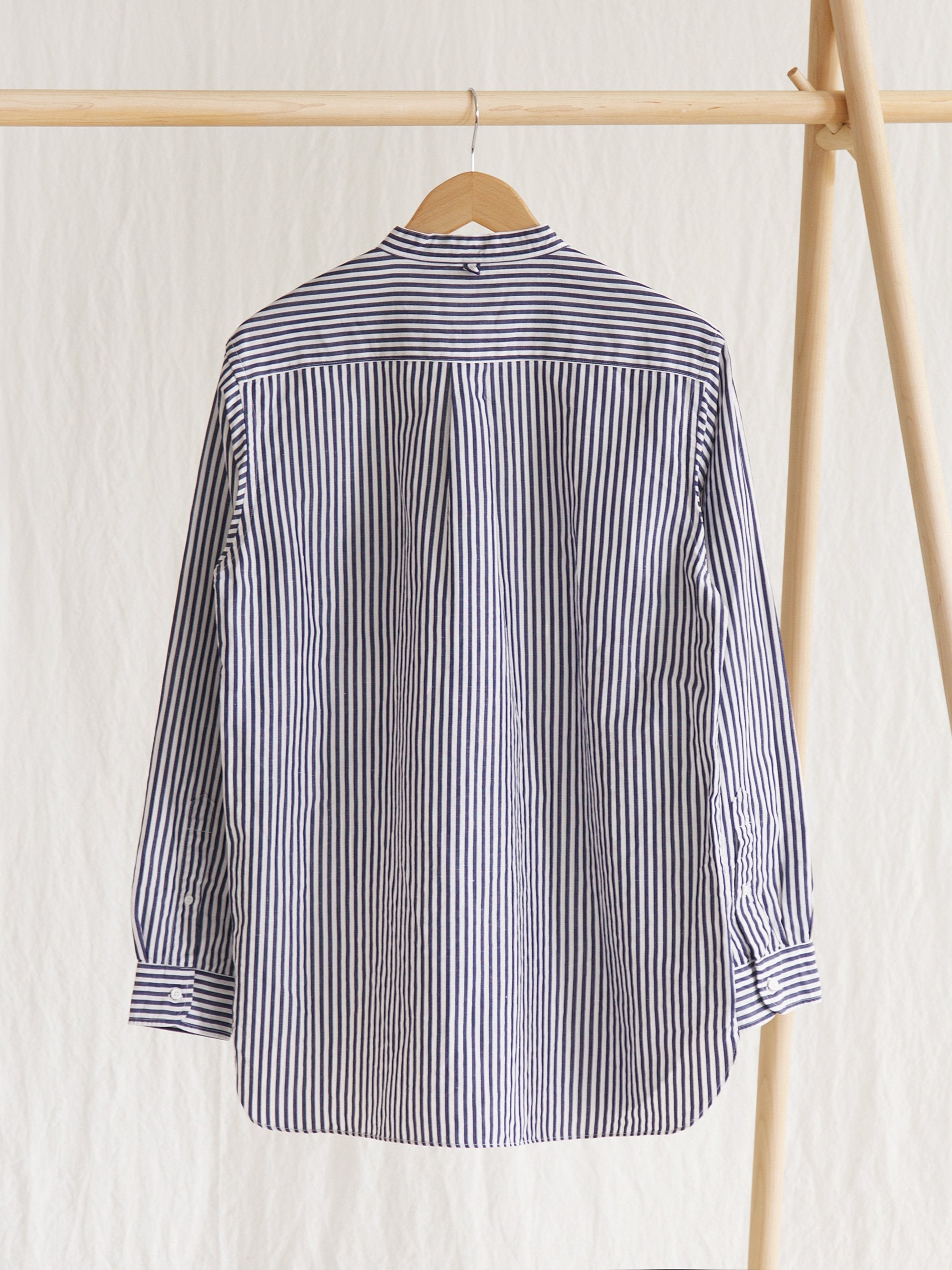 Namu Shop - A Vontade Banded Collar Shirt - Navy Stripe