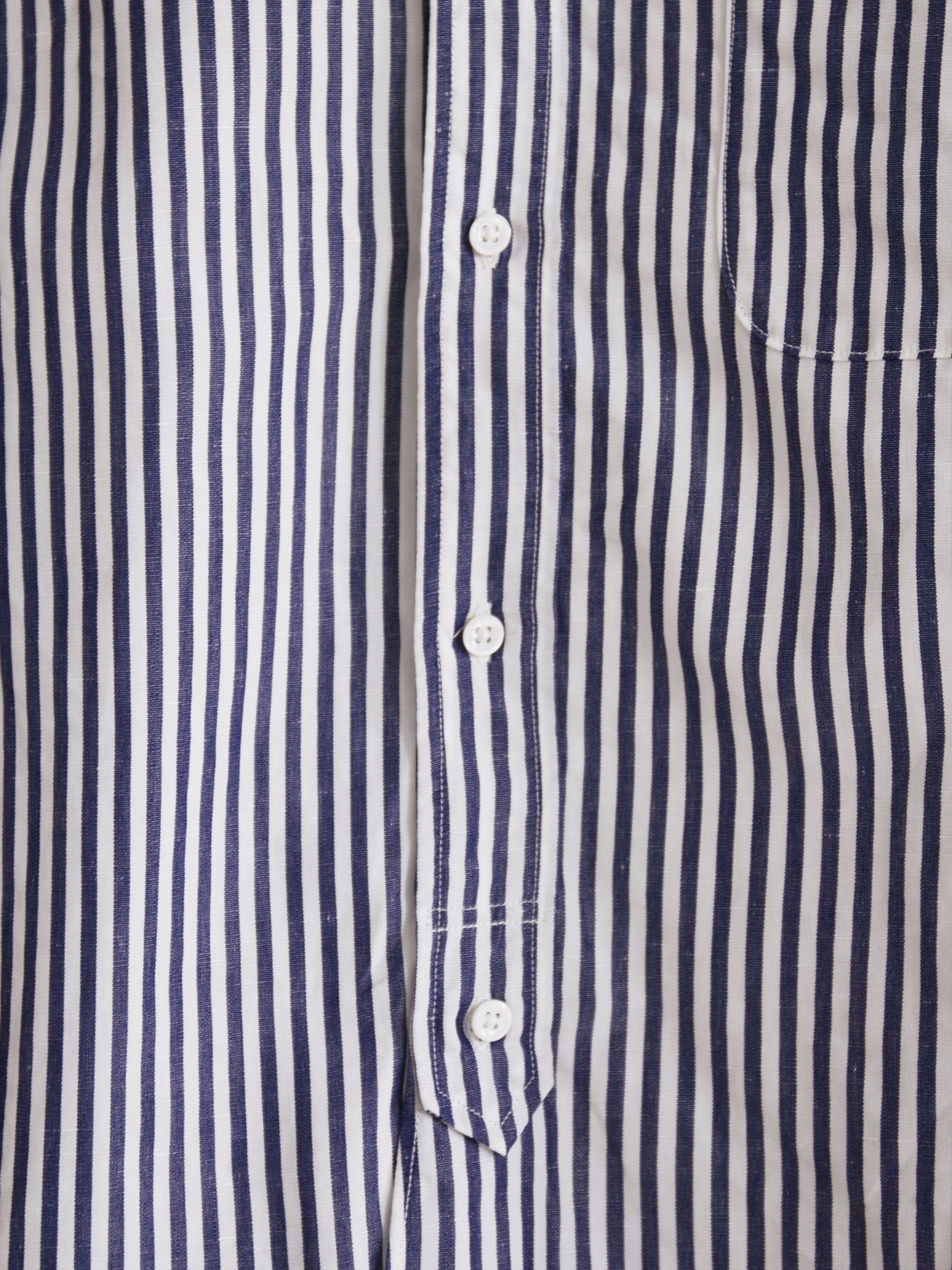Namu Shop - A Vontade Banded Collar Shirt - Navy Stripe