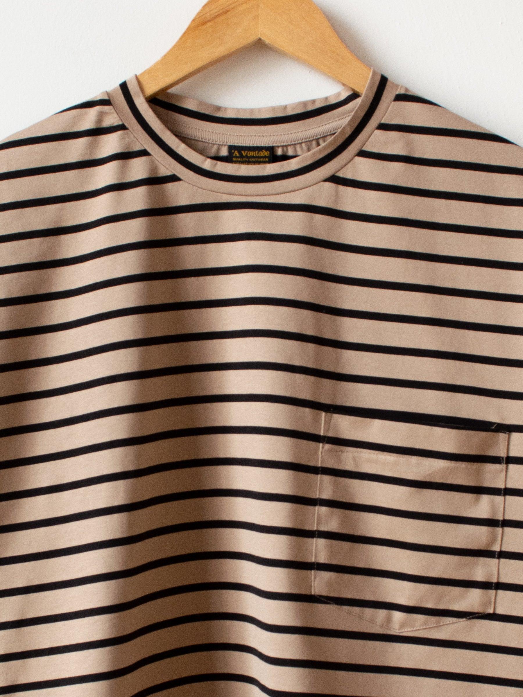 Namu Shop - A Vontade Border S/S T-Shirt - Beige/Black
