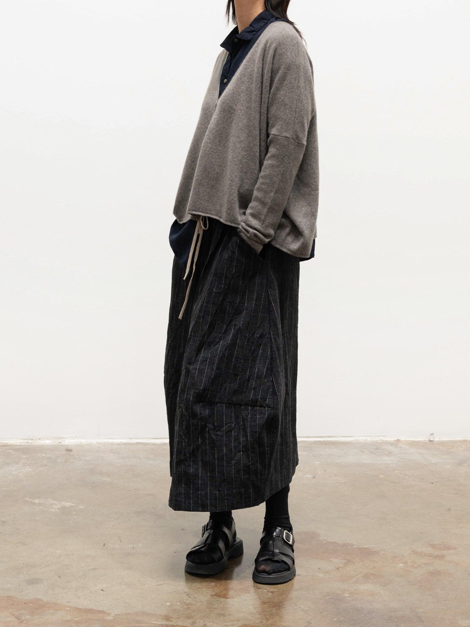Namu Shop - Album Di Famiglia Pinstripe Skirt - Black (restocked)