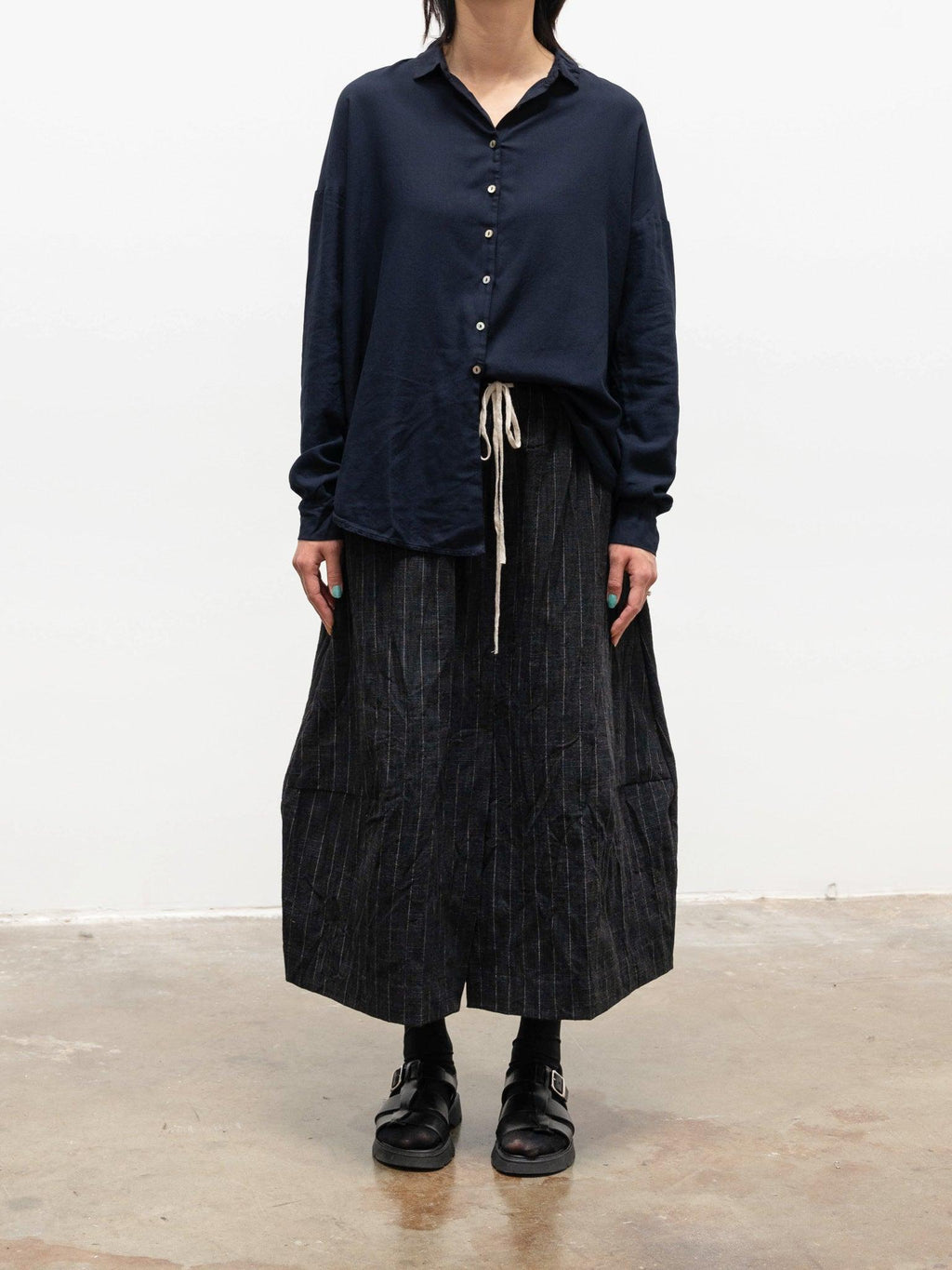 Namu Shop - Album Di Famiglia Pinstripe Skirt - Black (restocked)