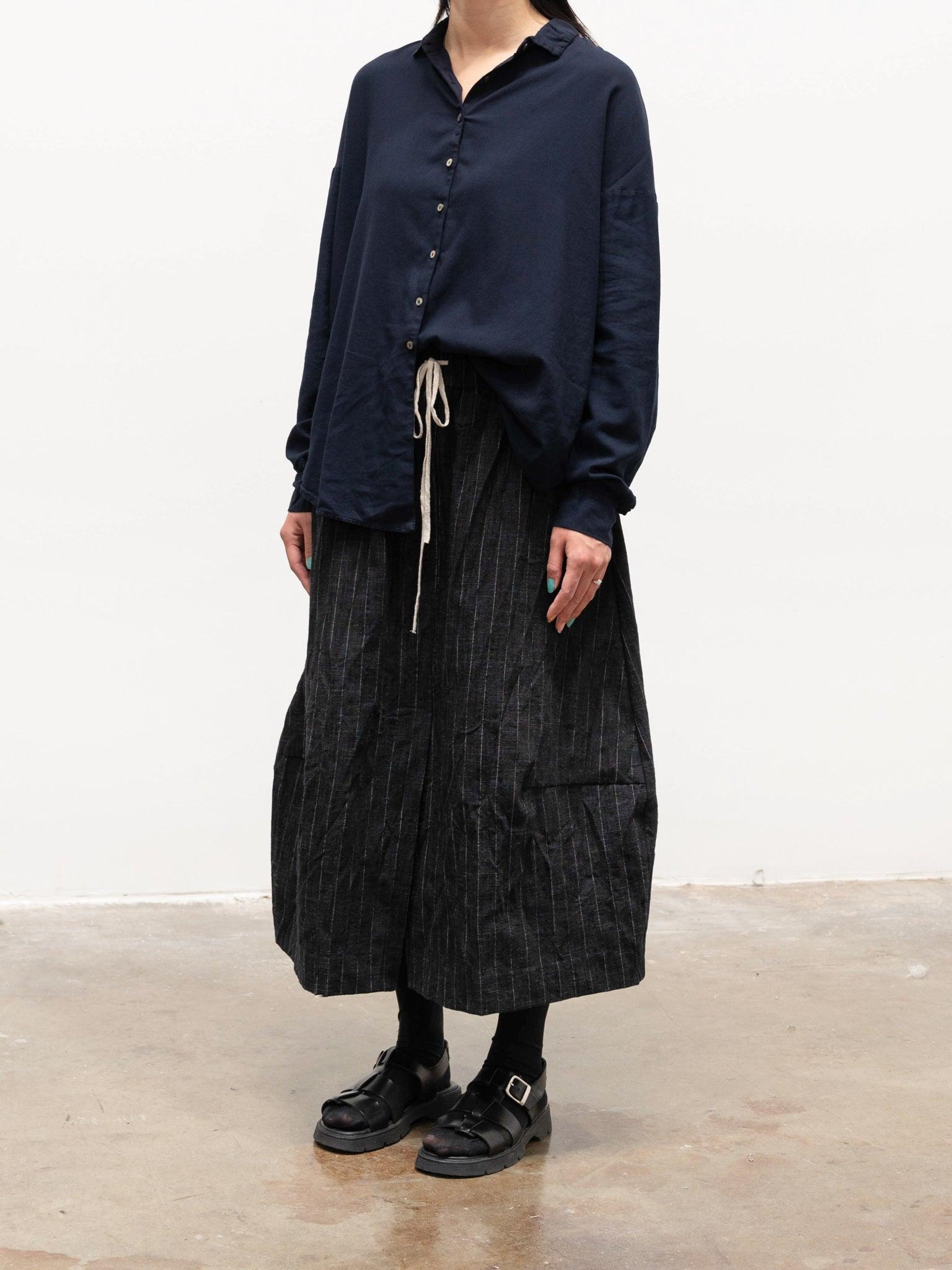 Namu Shop - Album Di Famiglia Pinstripe Skirt - Black (restocked)
