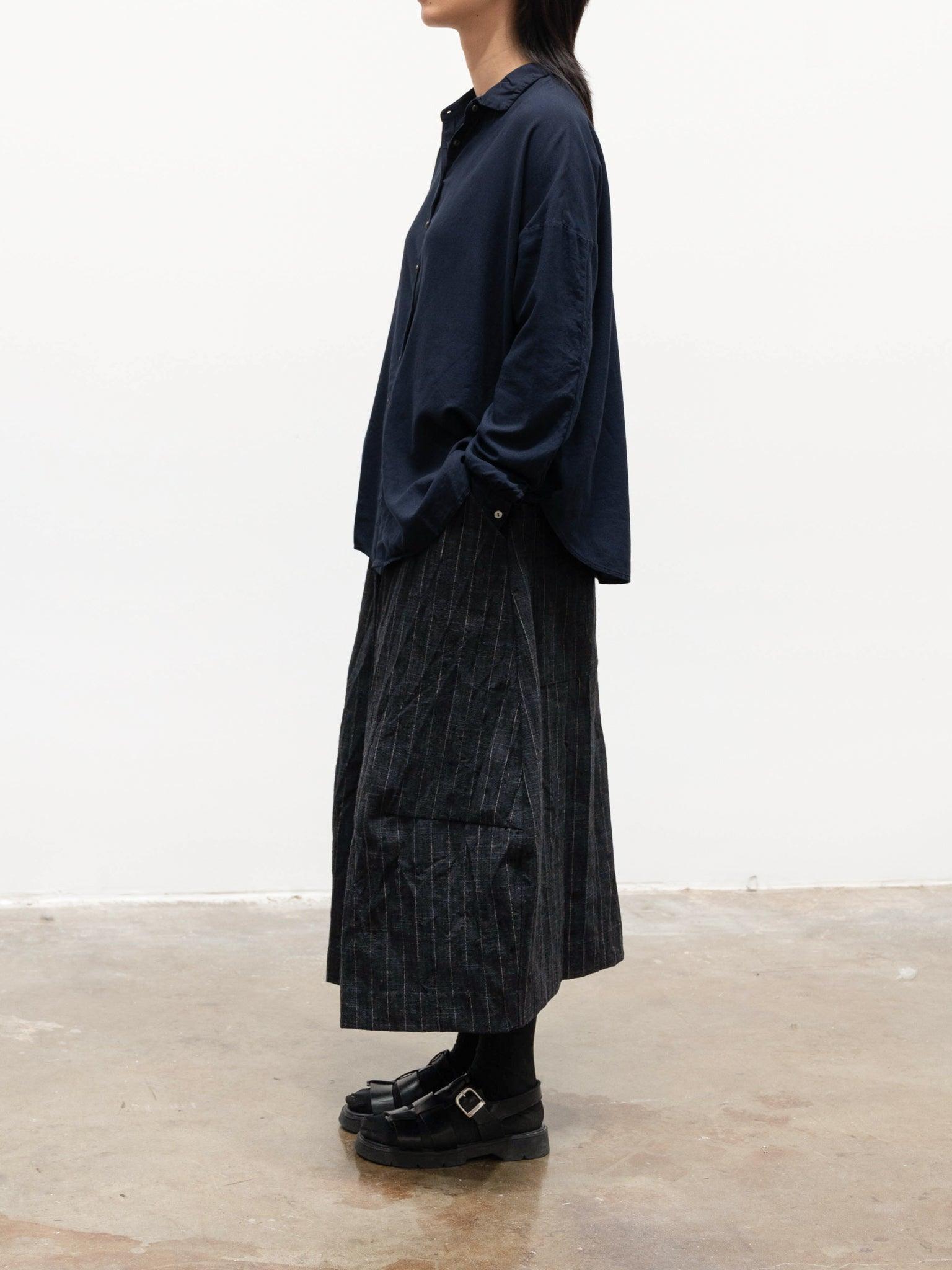 Namu Shop - Album Di Famiglia Pinstripe Skirt - Black (restocked)