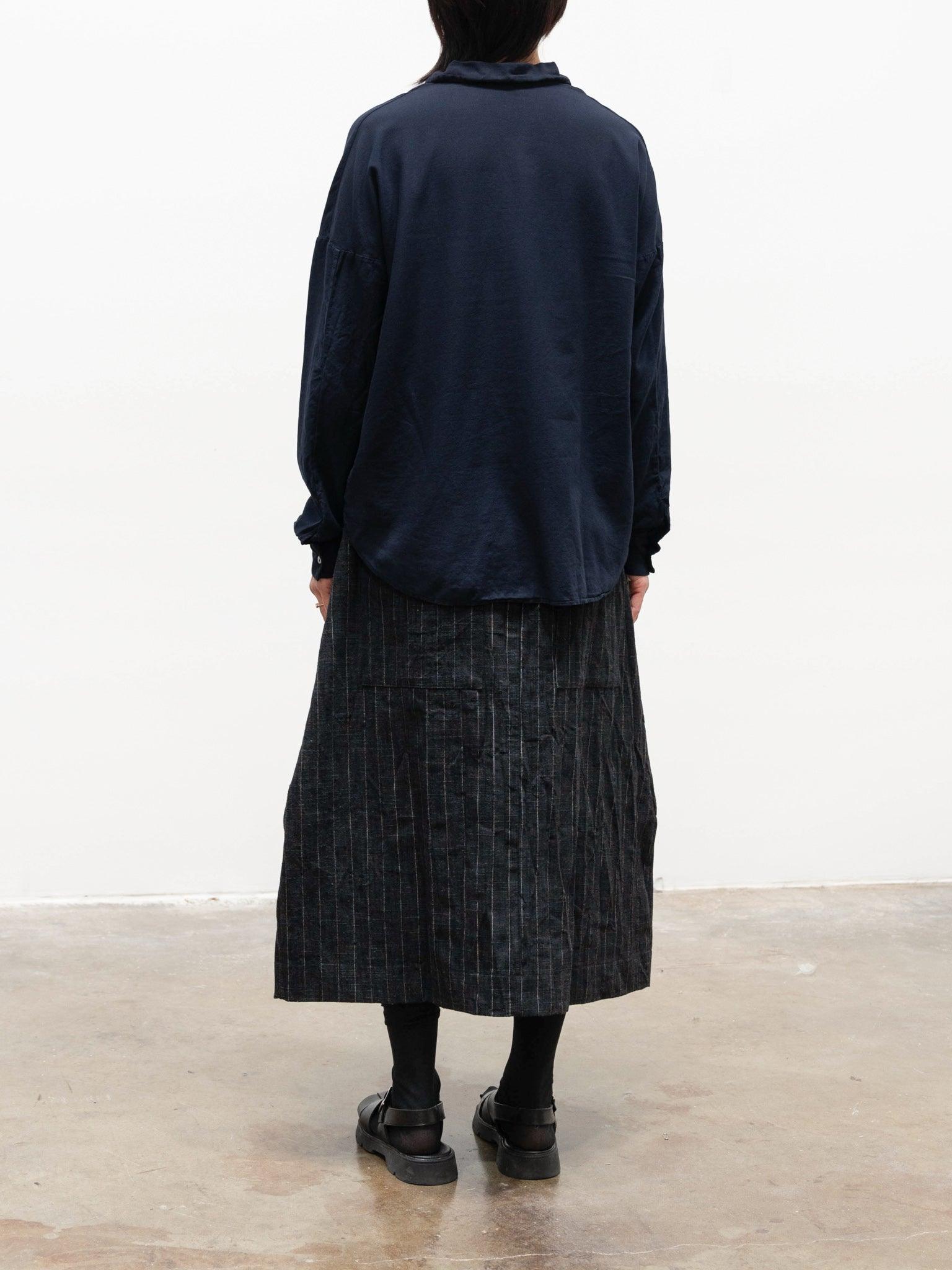 Namu Shop - Album Di Famiglia Pinstripe Skirt - Black (restocked)