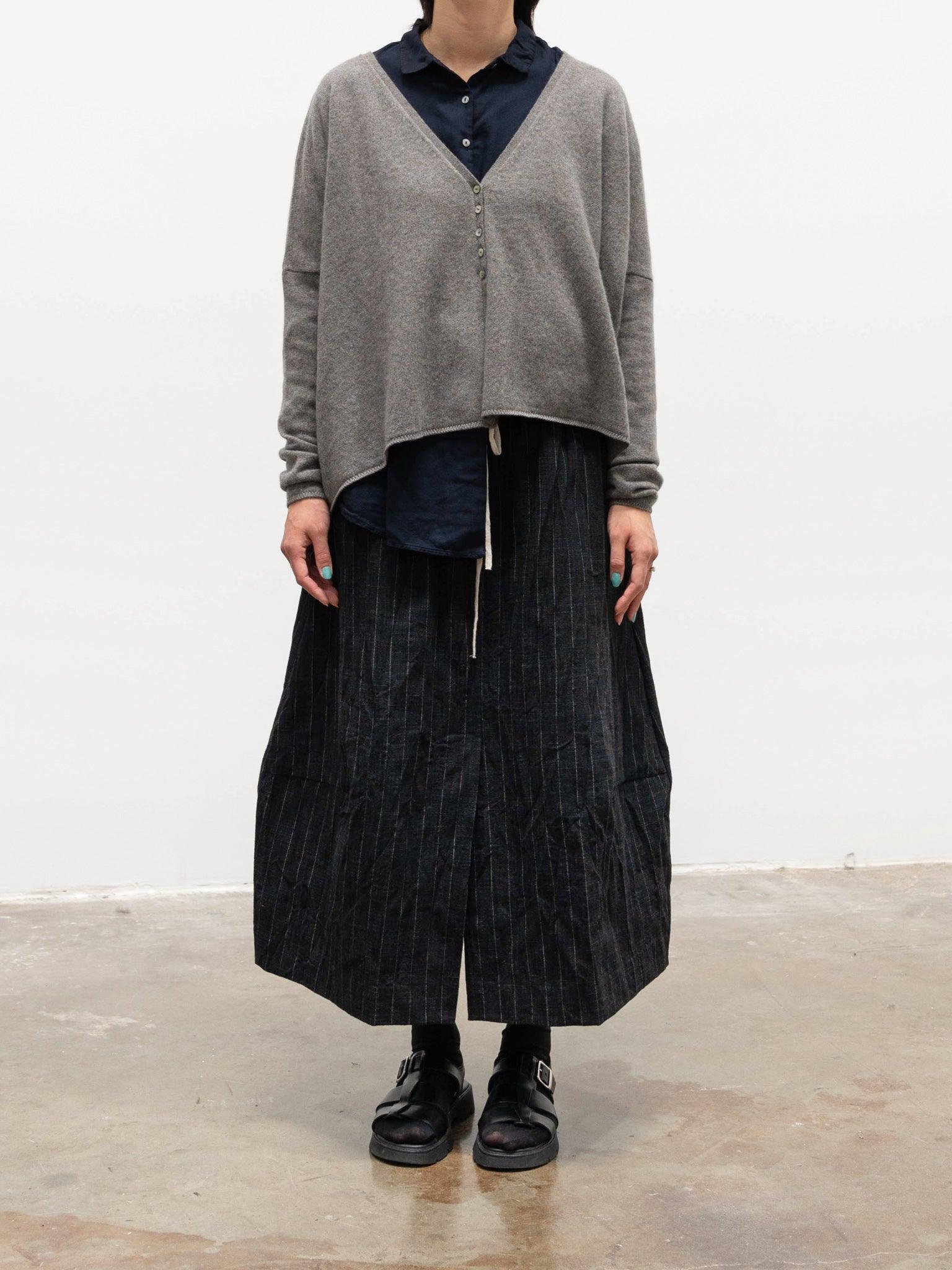 Namu Shop - Album Di Famiglia Pinstripe Skirt - Black (restocked)