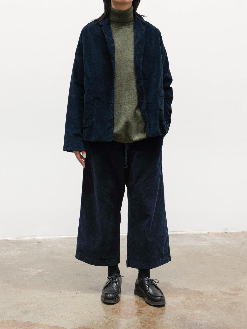 Namu Shop - Album Di Famiglia Velvet Loose Blazer - Navy