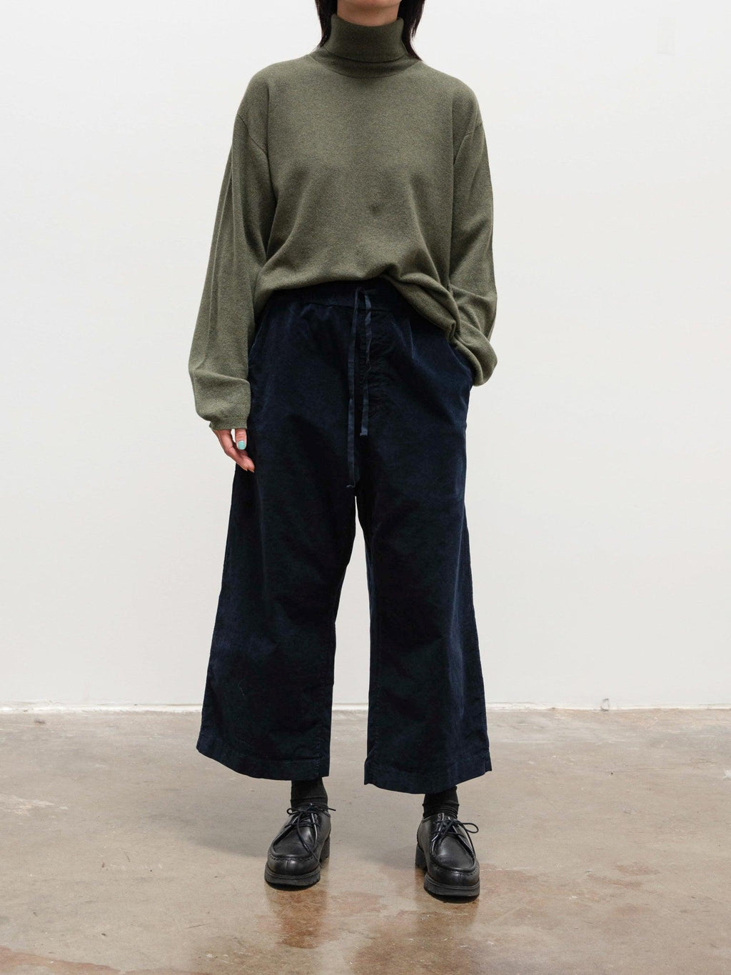 Namu Shop - Album Di Famiglia Velvet W&S Trousers - Navy (restocked)