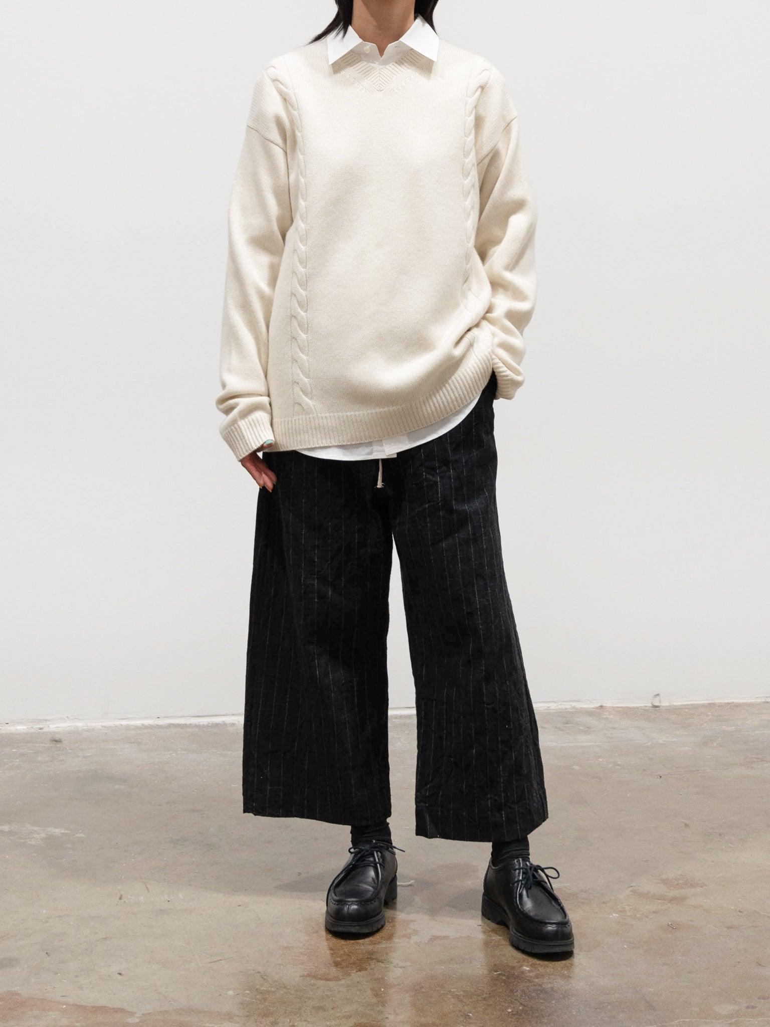 Namu Shop - Album Di Famiglia W&S Trousers - Black Pinstripe (restocked)