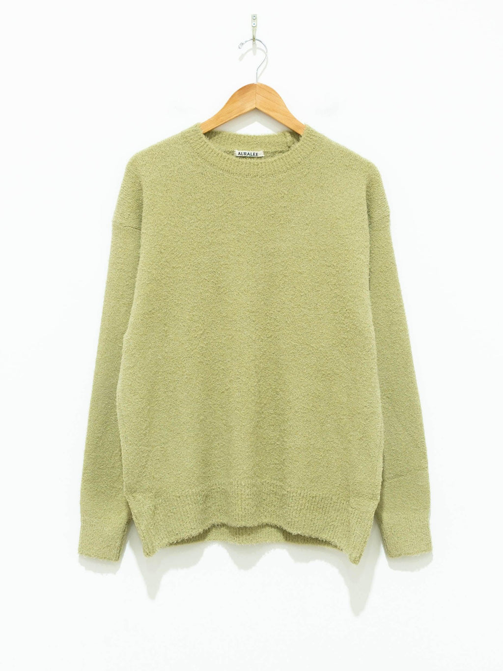 Namu Shop - Auralee Cotton Linen Cut Shaggy Knit Pullover - Light Green