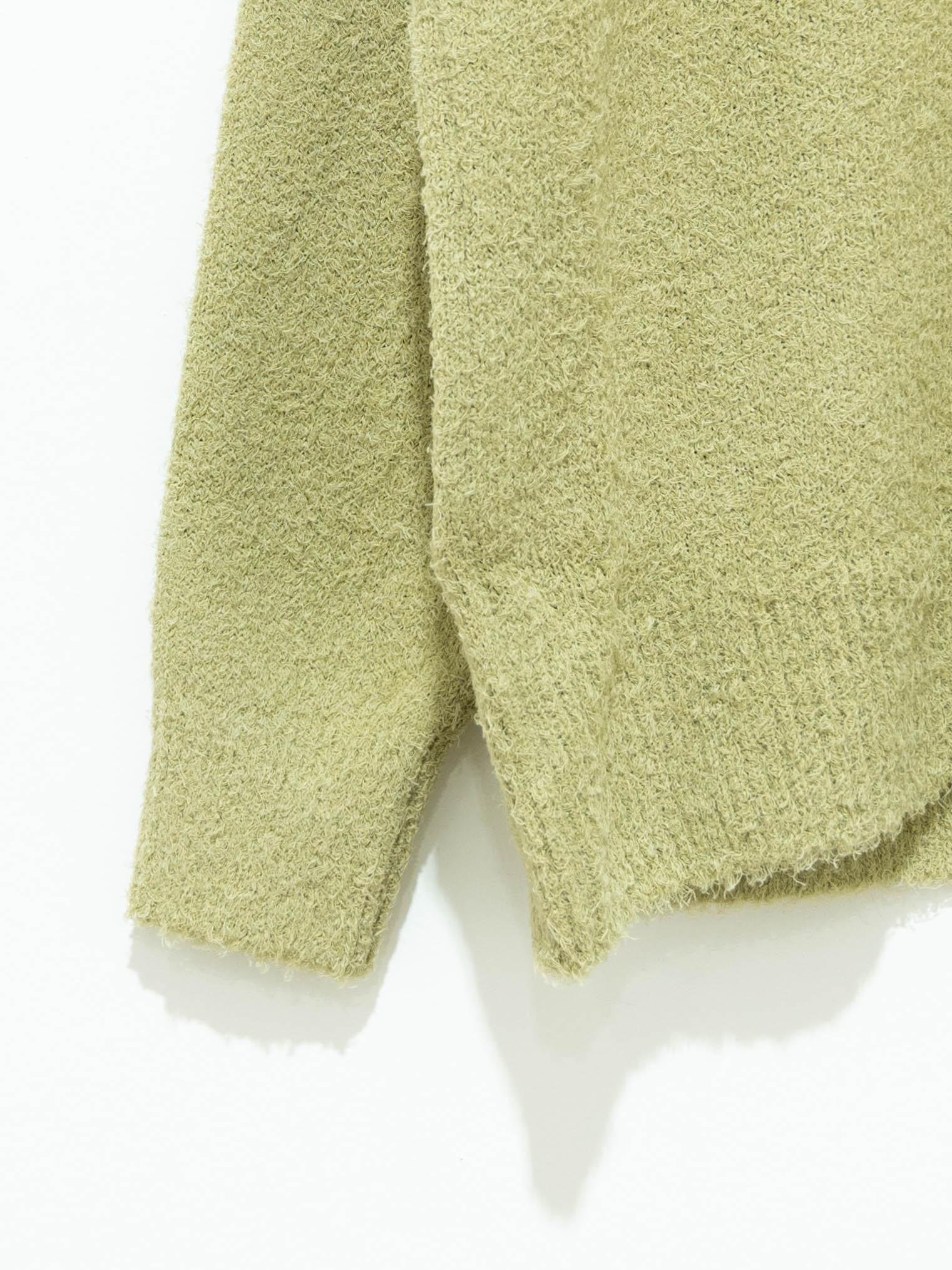 Namu Shop - Auralee Cotton Linen Cut Shaggy Knit Pullover - Light Green