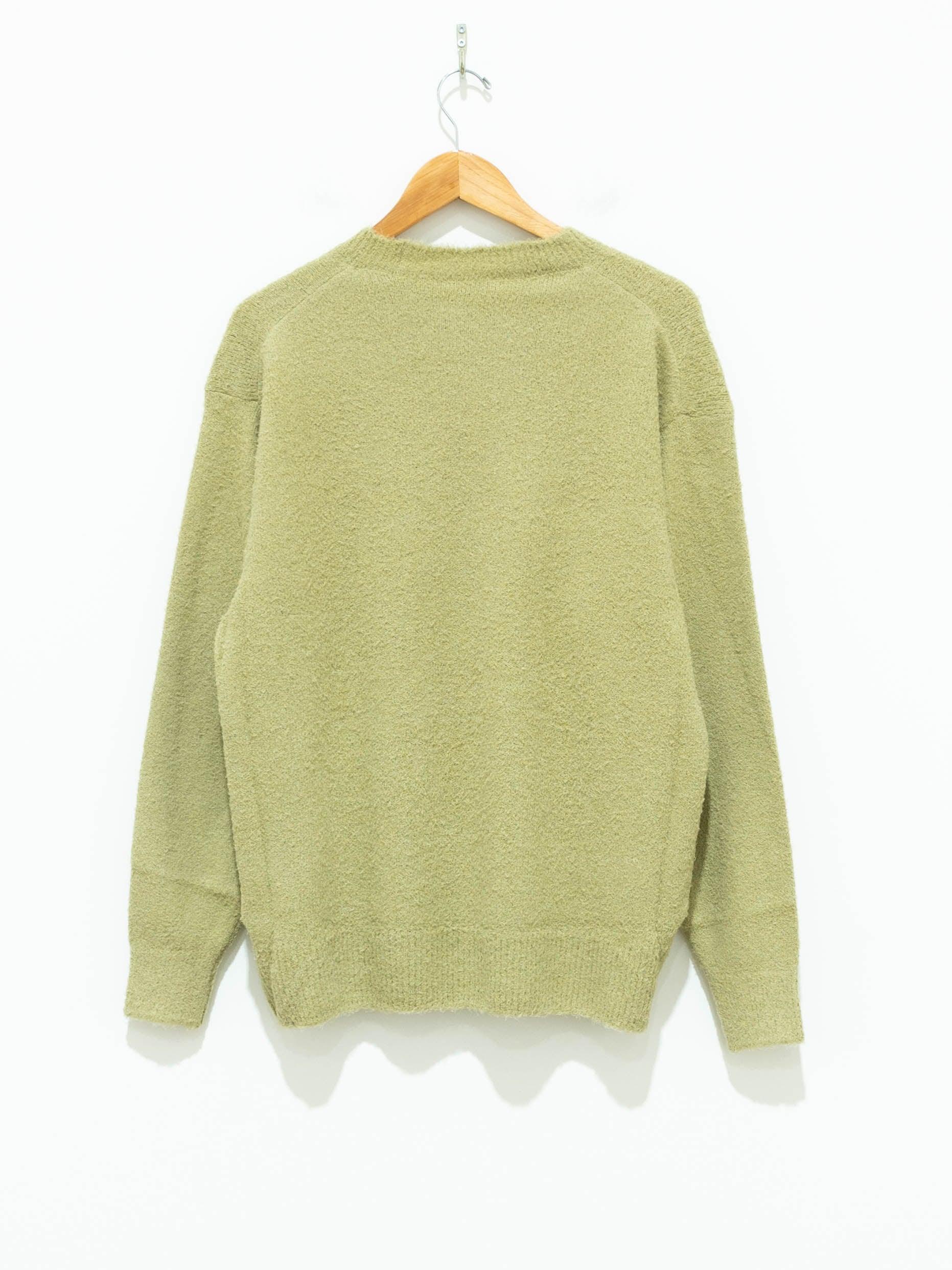Namu Shop - Auralee Cotton Linen Cut Shaggy Knit Pullover - Light Green