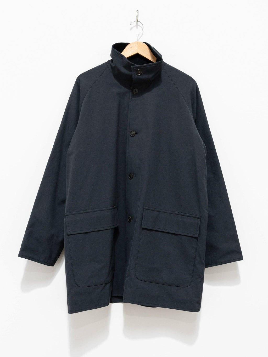 Namu Shop - Auralee Finx Hard Twist Gabardine Blouson Coat - Ink Black Chambray