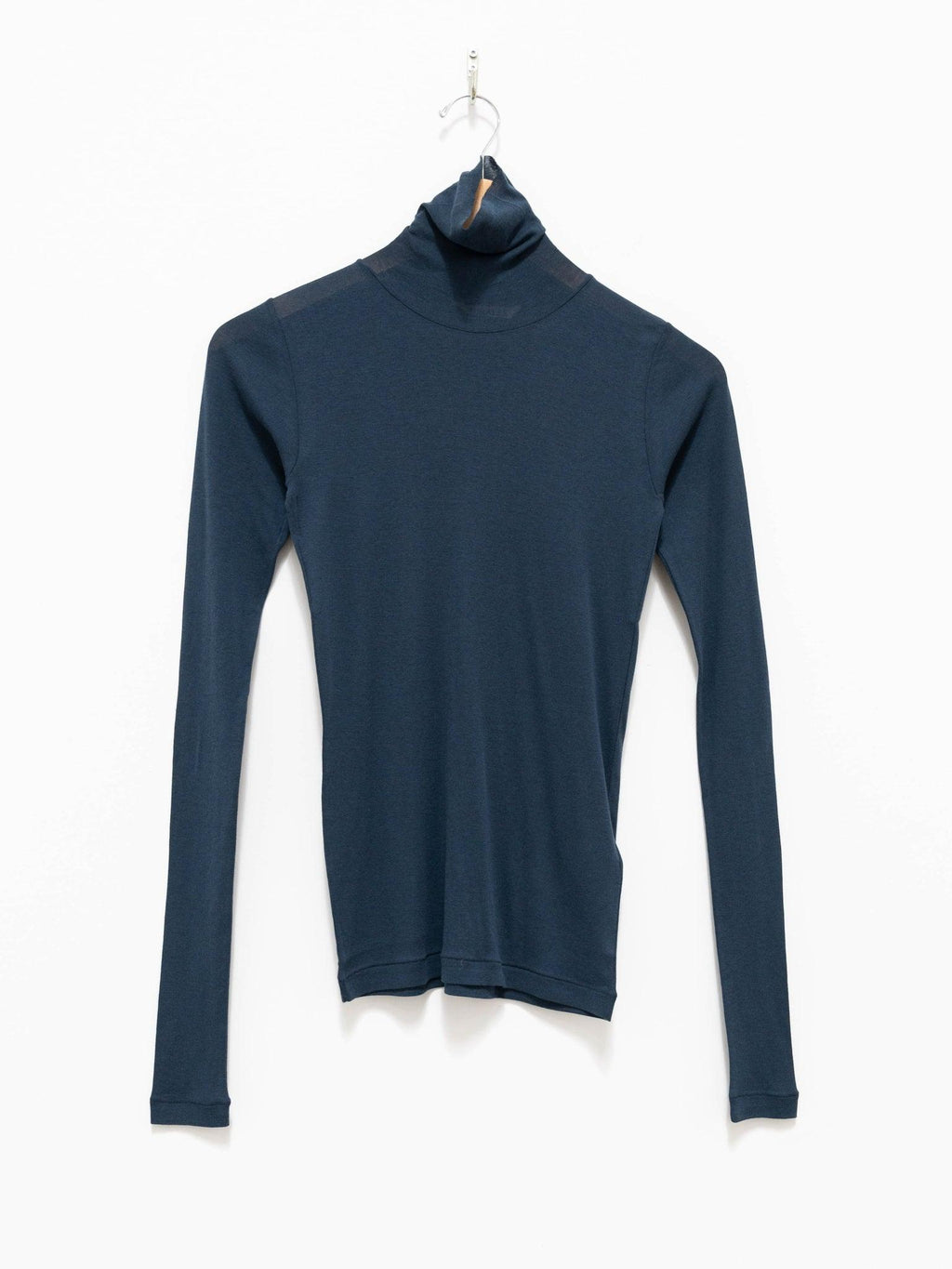 Namu Shop - Auralee High Gauge Sheer Rib Turtleneck L/S Tee - Navy Blue