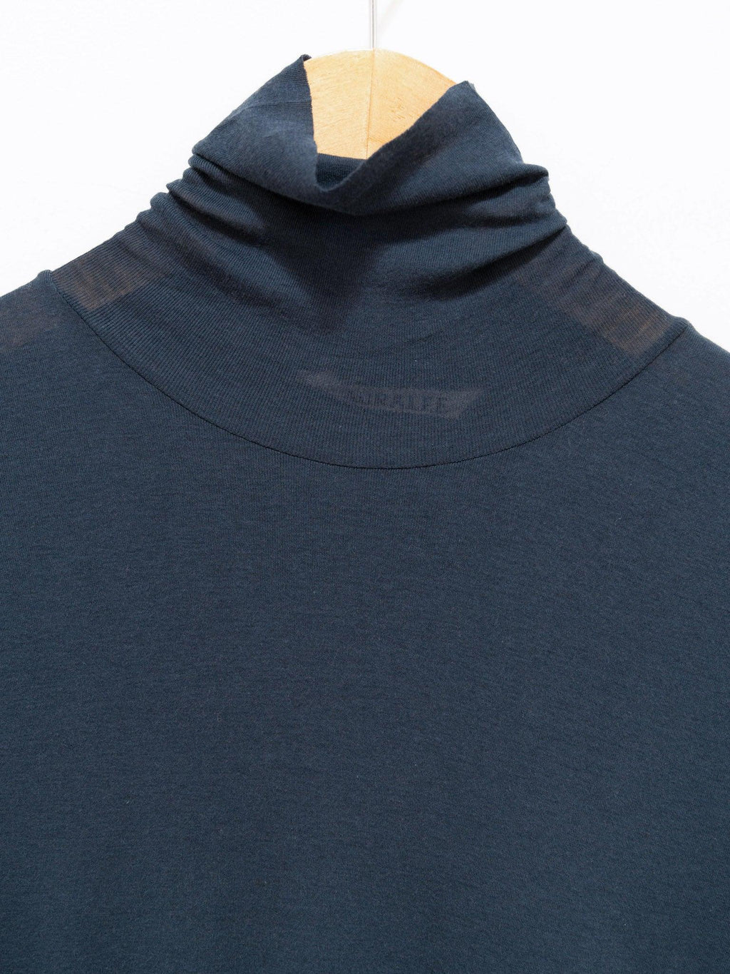 Namu Shop - Auralee High Gauge Sheer Rib Turtleneck L/S Tee - Navy Blue