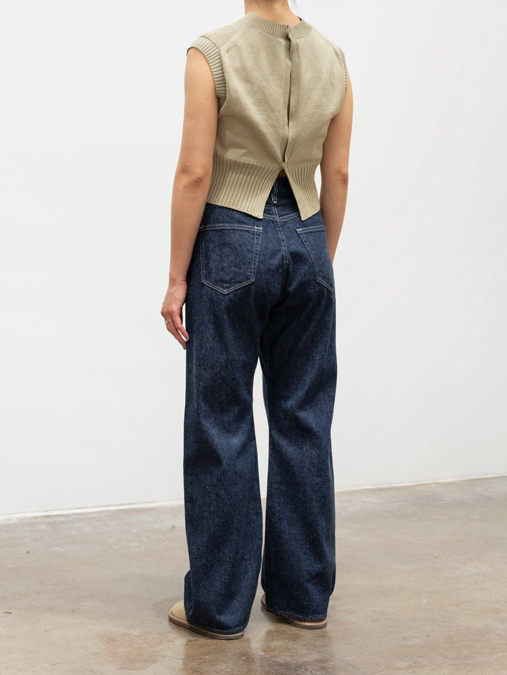 Namu Shop - Auralee Mid Gauge Dry Cotton Knit Vest - Light Beige