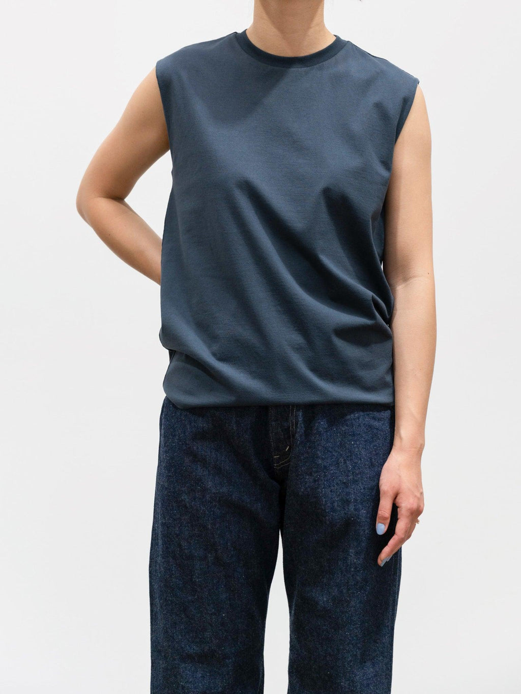 Namu Shop - Auralee Organic Cotton High Gauge Jersey Sleeveless Tee - Dark Blue