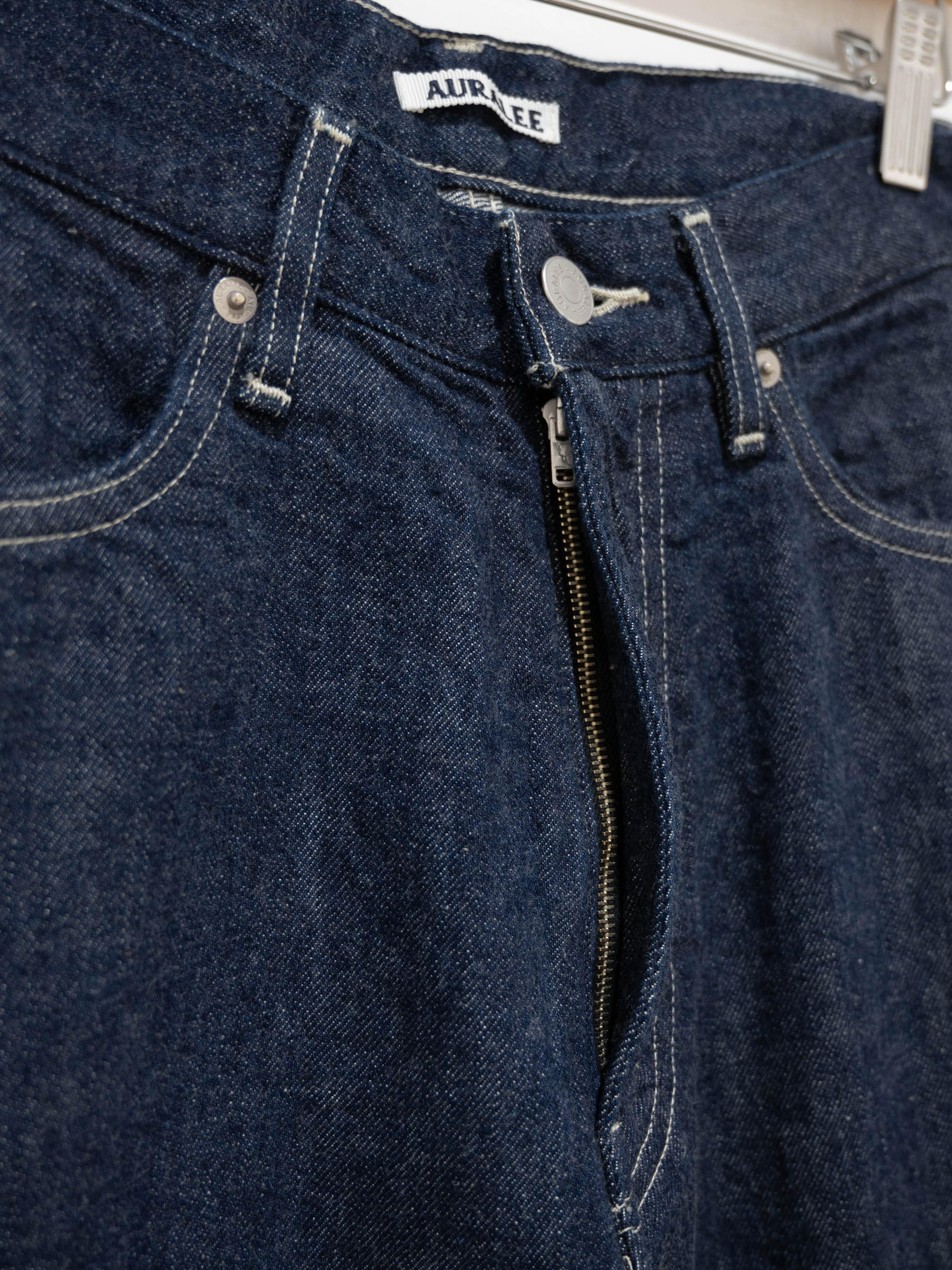 Namu Shop - Auralee Selvedge Light Denim Wide Pants - Indigo Namu Shop - Auralee Selvedge Light Denim Wide Pants - Indigo