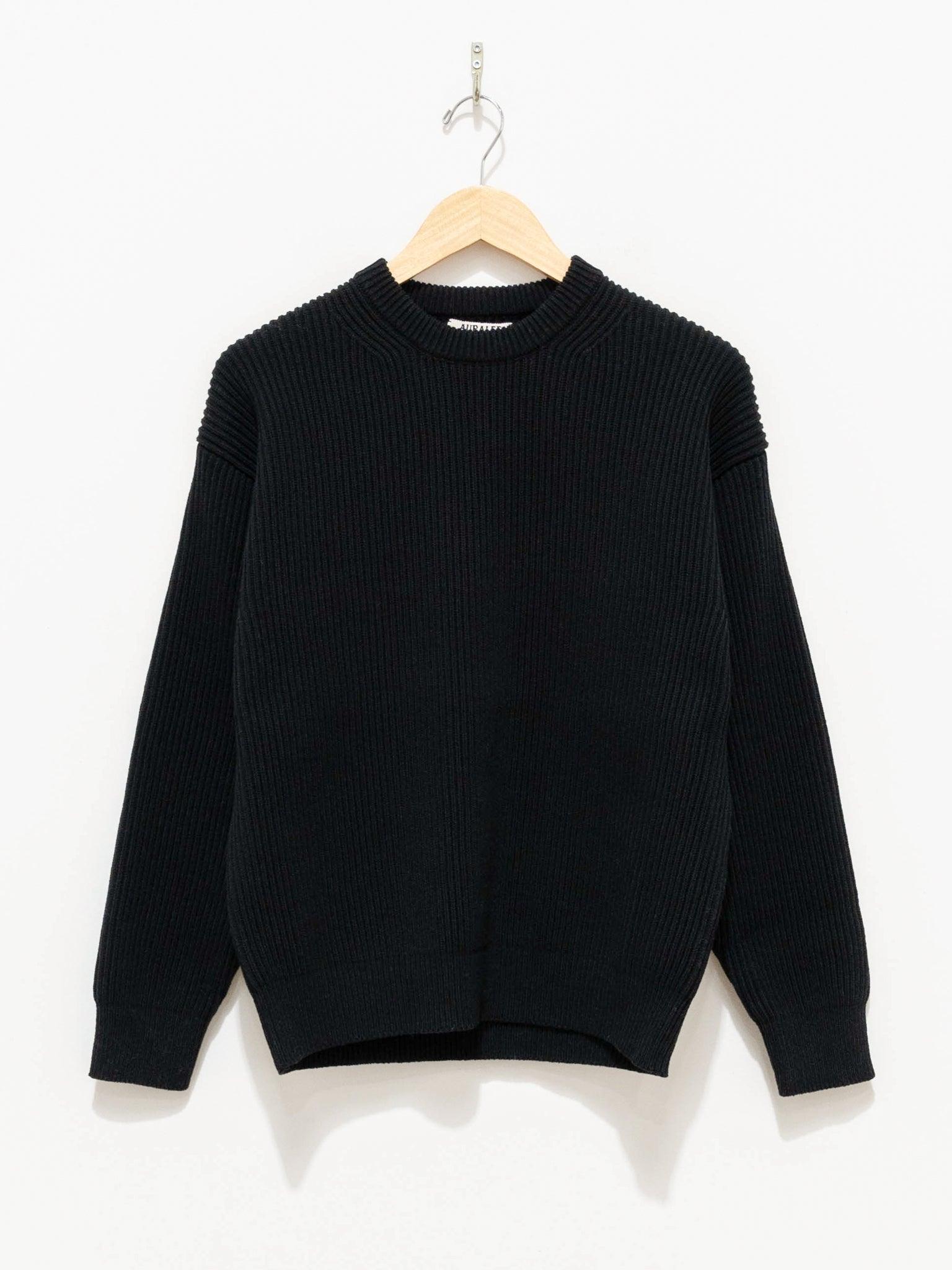 Namu Shop - Auralee Super Fine Wool Rib Knit Big Pullover - Black