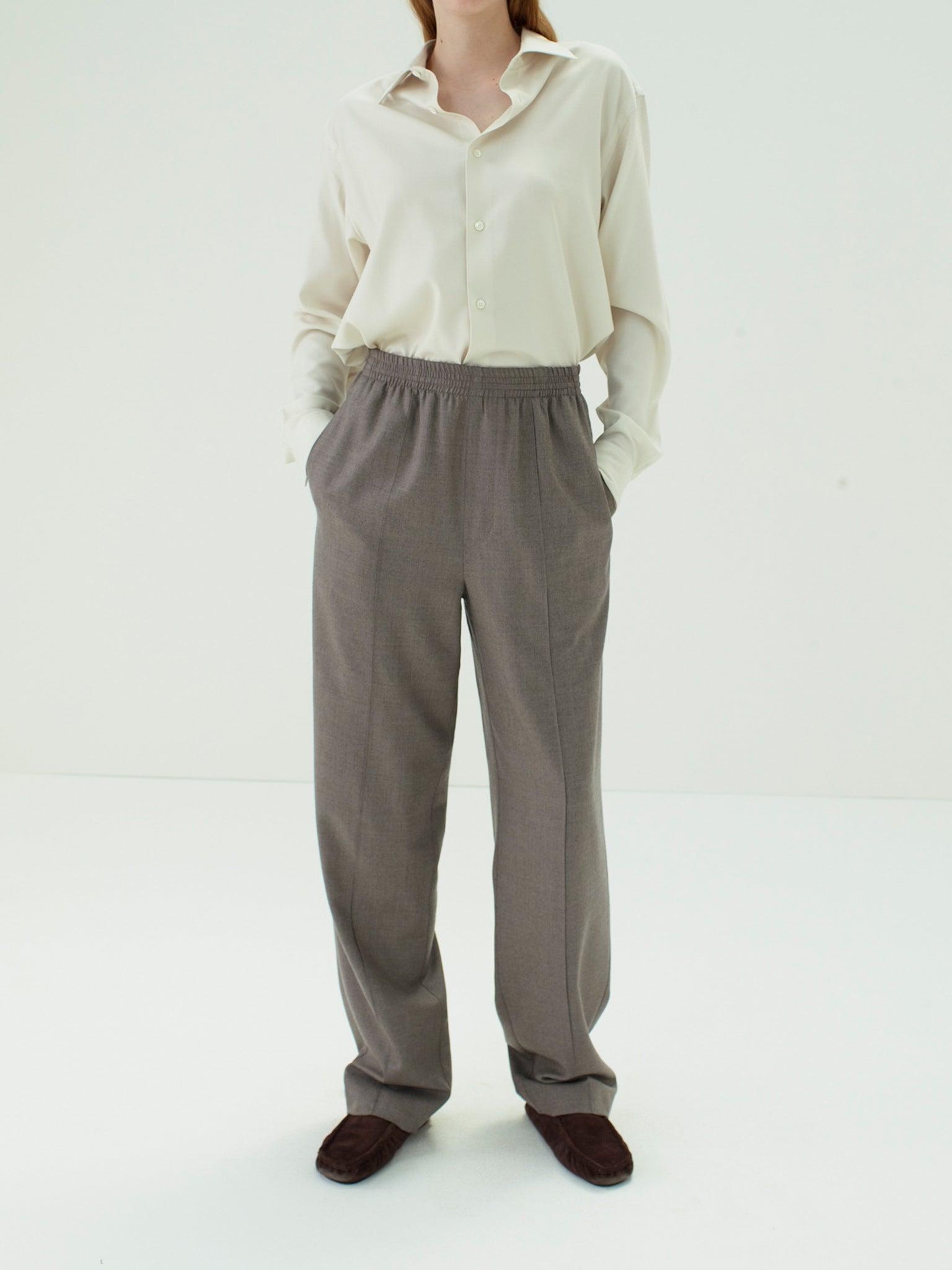 Namu Shop - Auralee Super Light Wool Easy Slacks - Top Brown