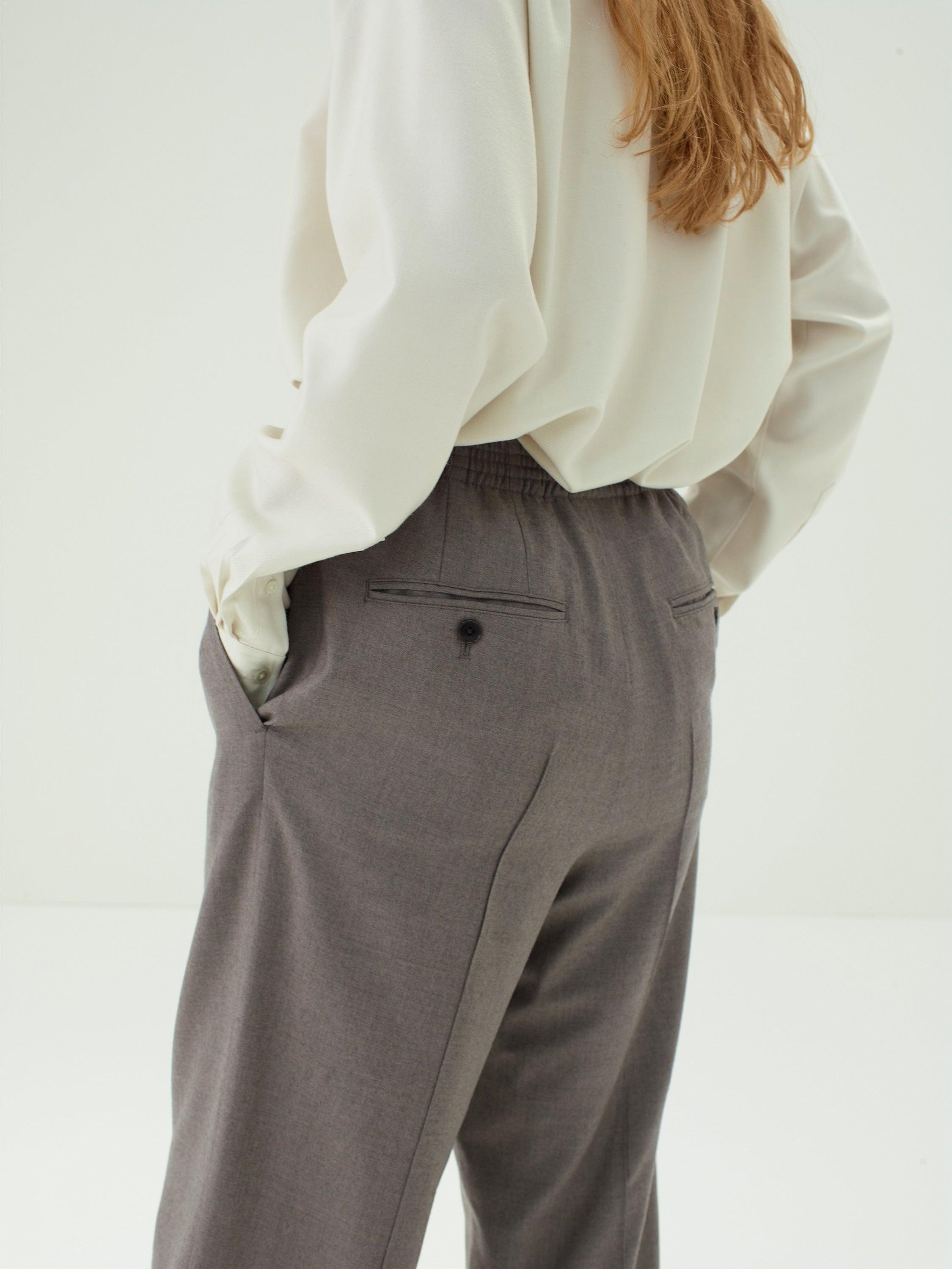 Namu Shop - Auralee Super Light Wool Easy Slacks - Top Brown