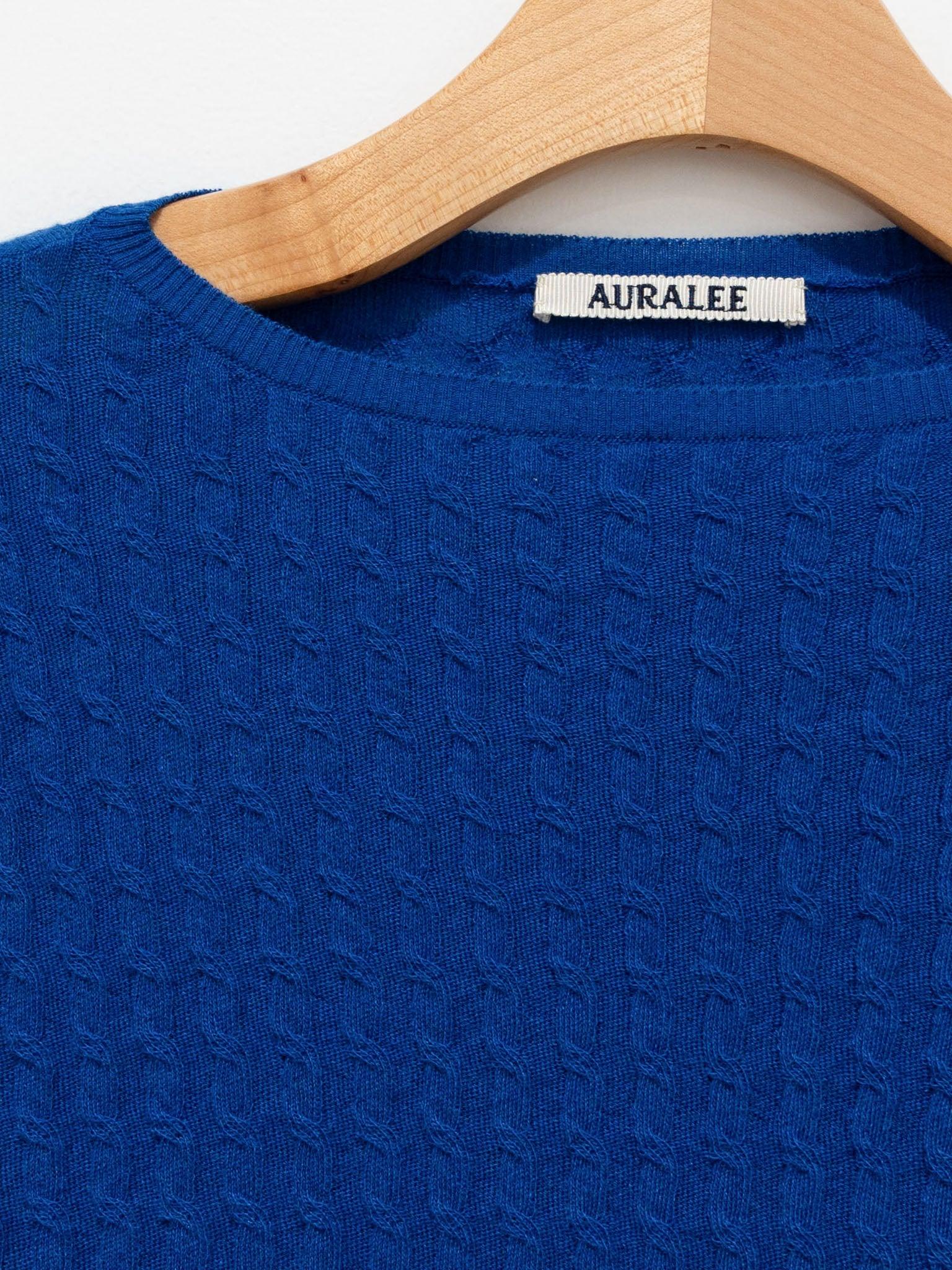 Namu Shop - Auralee Washable Cashmere Silk Cable Knit Pullover - Blue